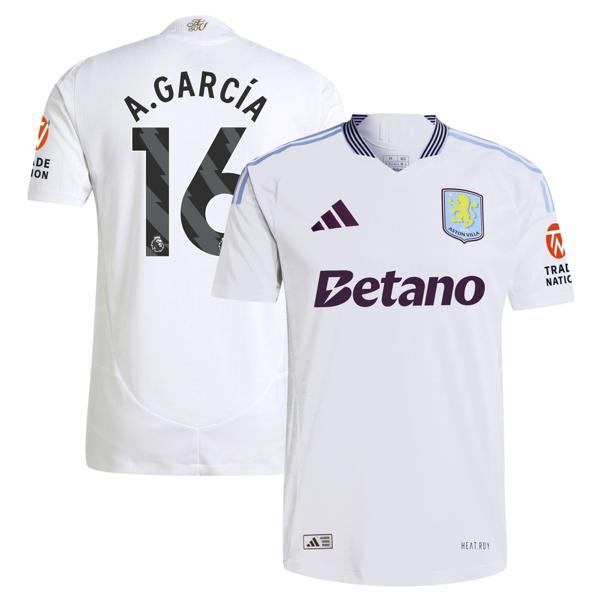 AVFC aston villa adidas away authentic shirt 2024-25 with a.garcía 16 printing Collection | Official Aston Villa Kits and Apparel