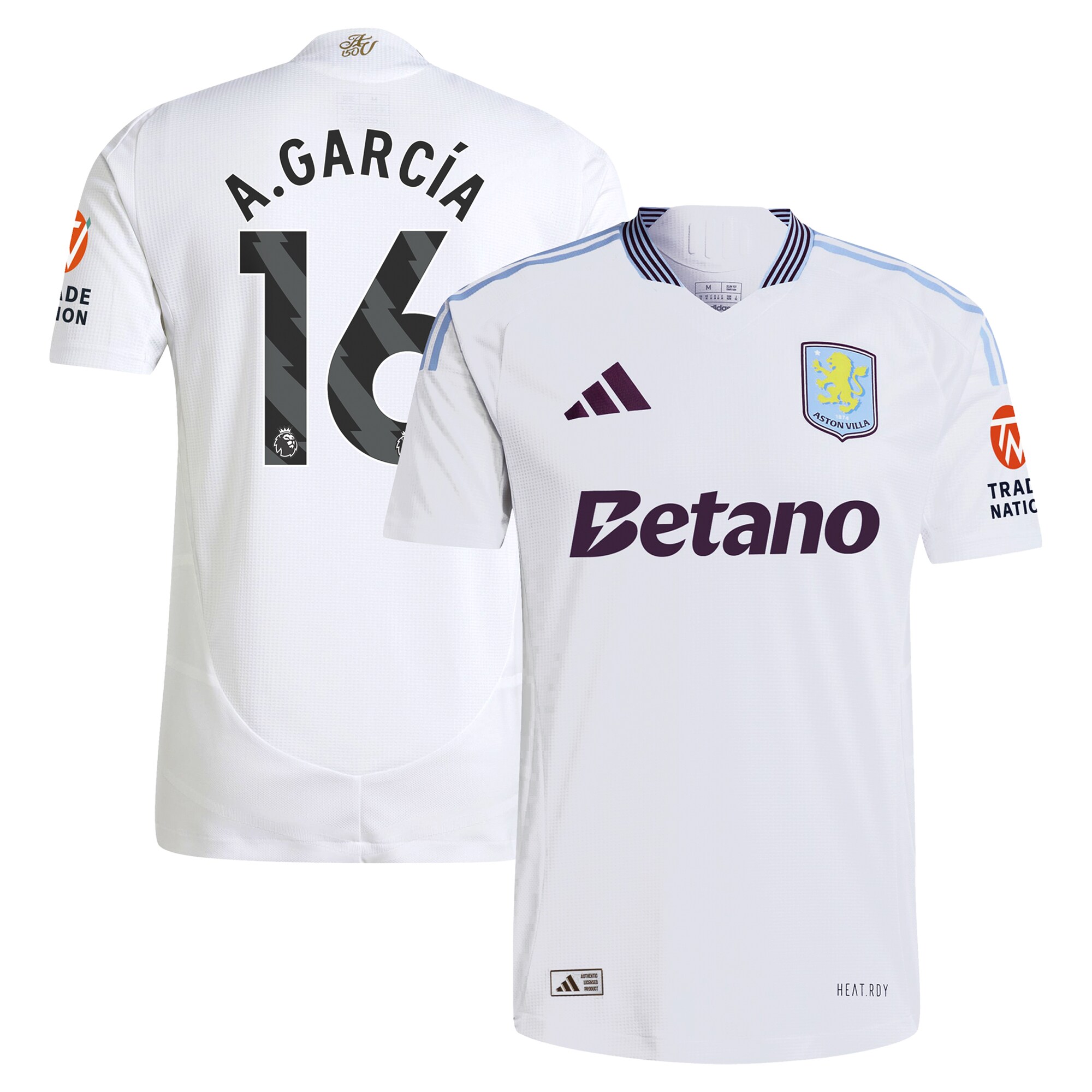 AVFC aston villa adidas away authentic shirt 2024-25 with a.garcía 16 printing Collection | Official Aston Villa Kits and Apparel