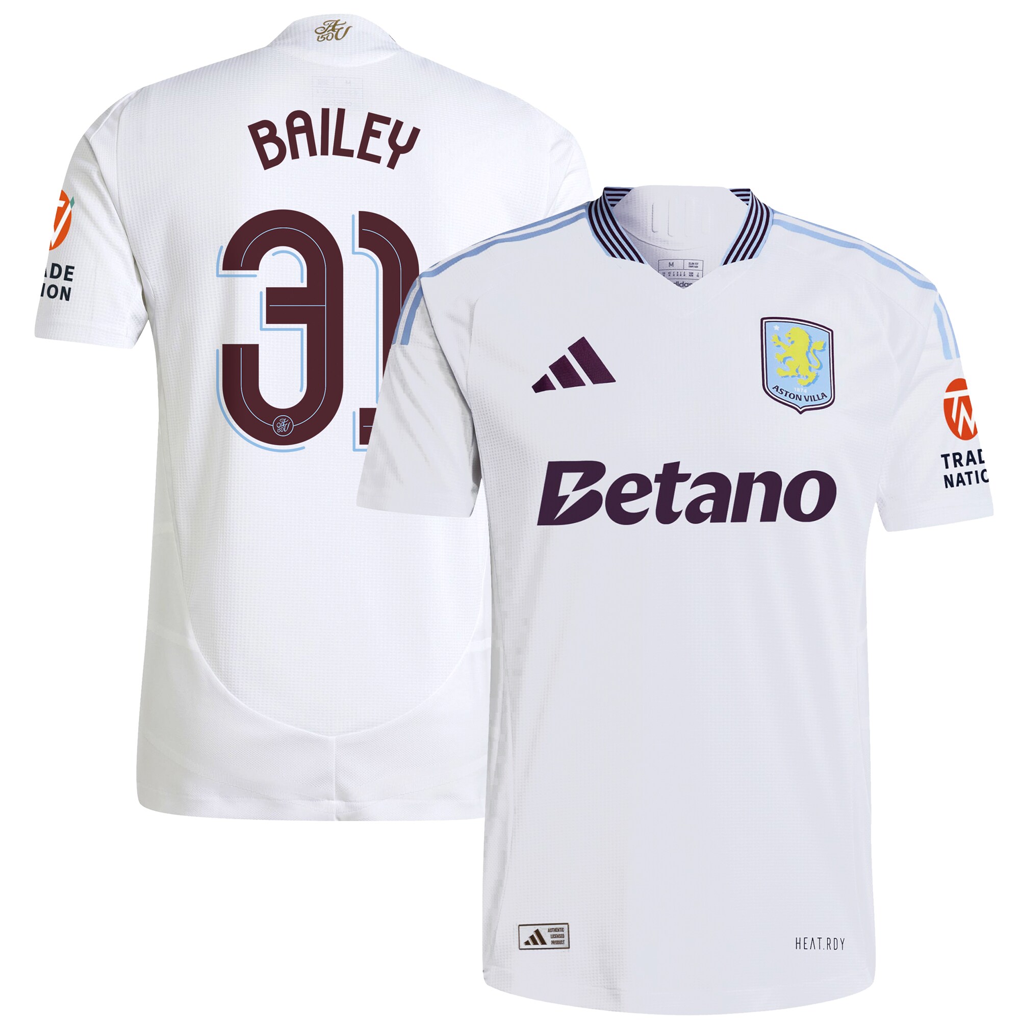 AVFC aston villa adidas away authentic shirt 2024-25 with bailey 31 cup printing Collection | Official Aston Villa Kits and Apparel