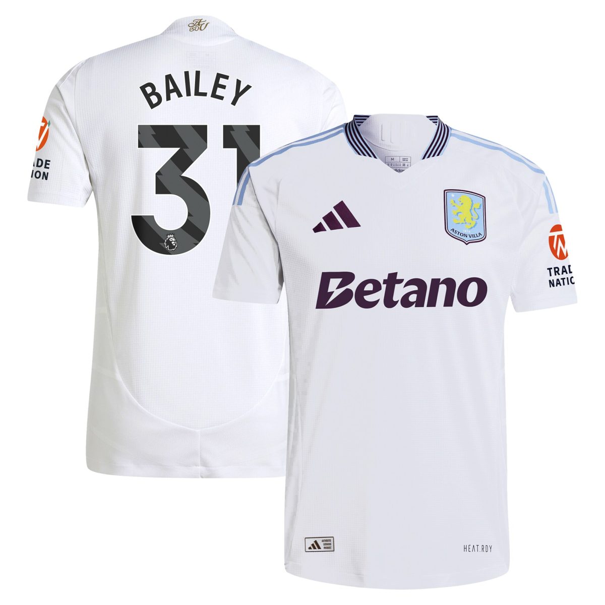 AVFC aston villa adidas away authentic shirt 2024-25 with bailey 31 printing Collection | Official Aston Villa Kits and Apparel