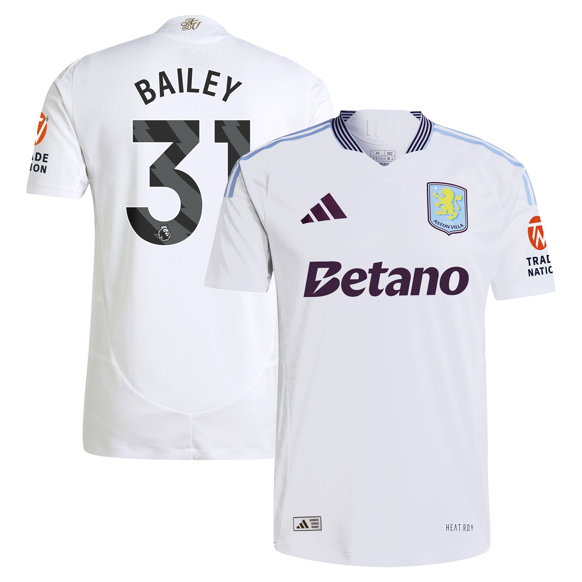AVFC aston villa adidas away authentic shirt 2024-25 with bailey 31 printing Collection | Official Aston Villa Kits and Apparel