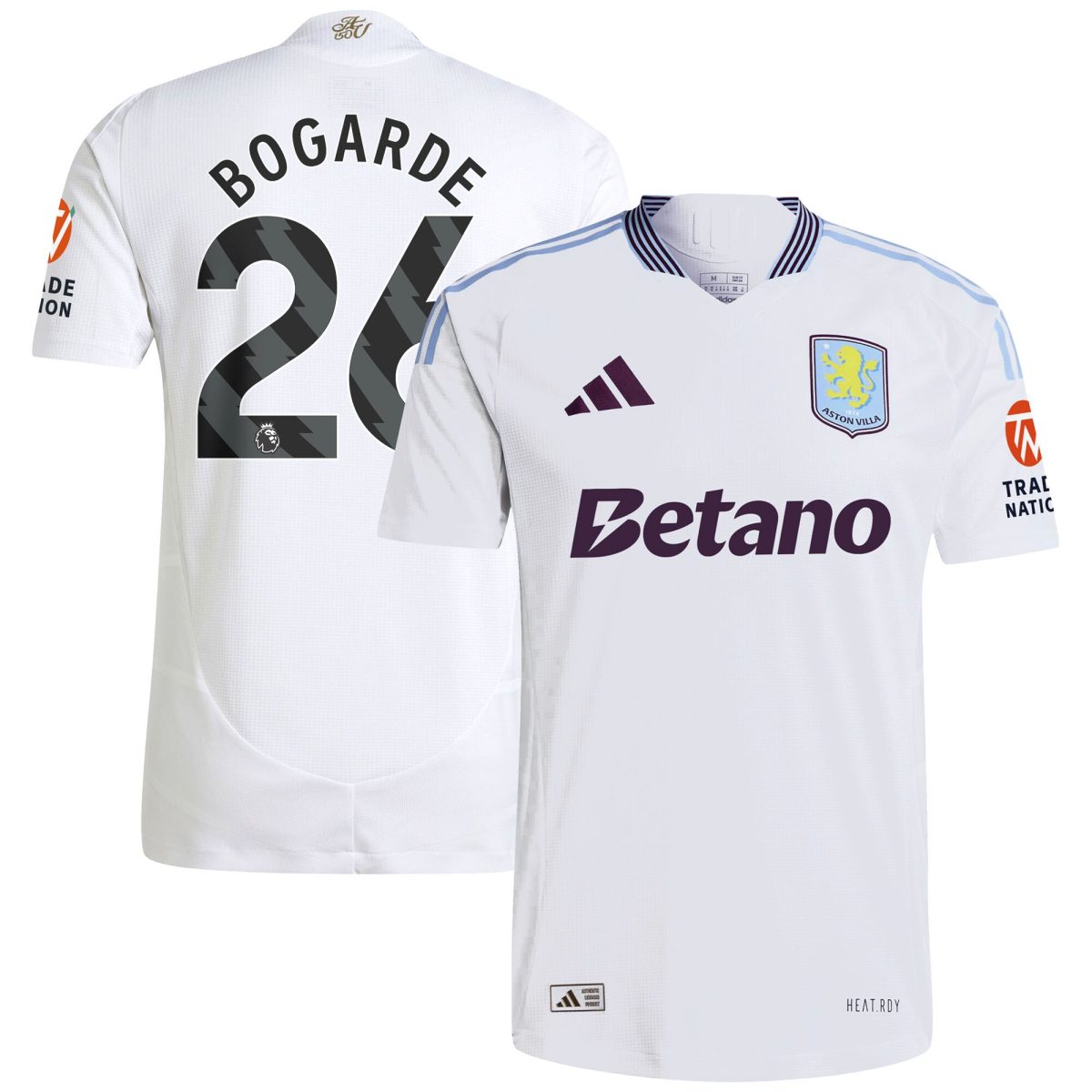 AVFC aston villa adidas away authentic shirt 2024-25 with bogarde 26 printing Collection | Official Aston Villa Kits and Apparel