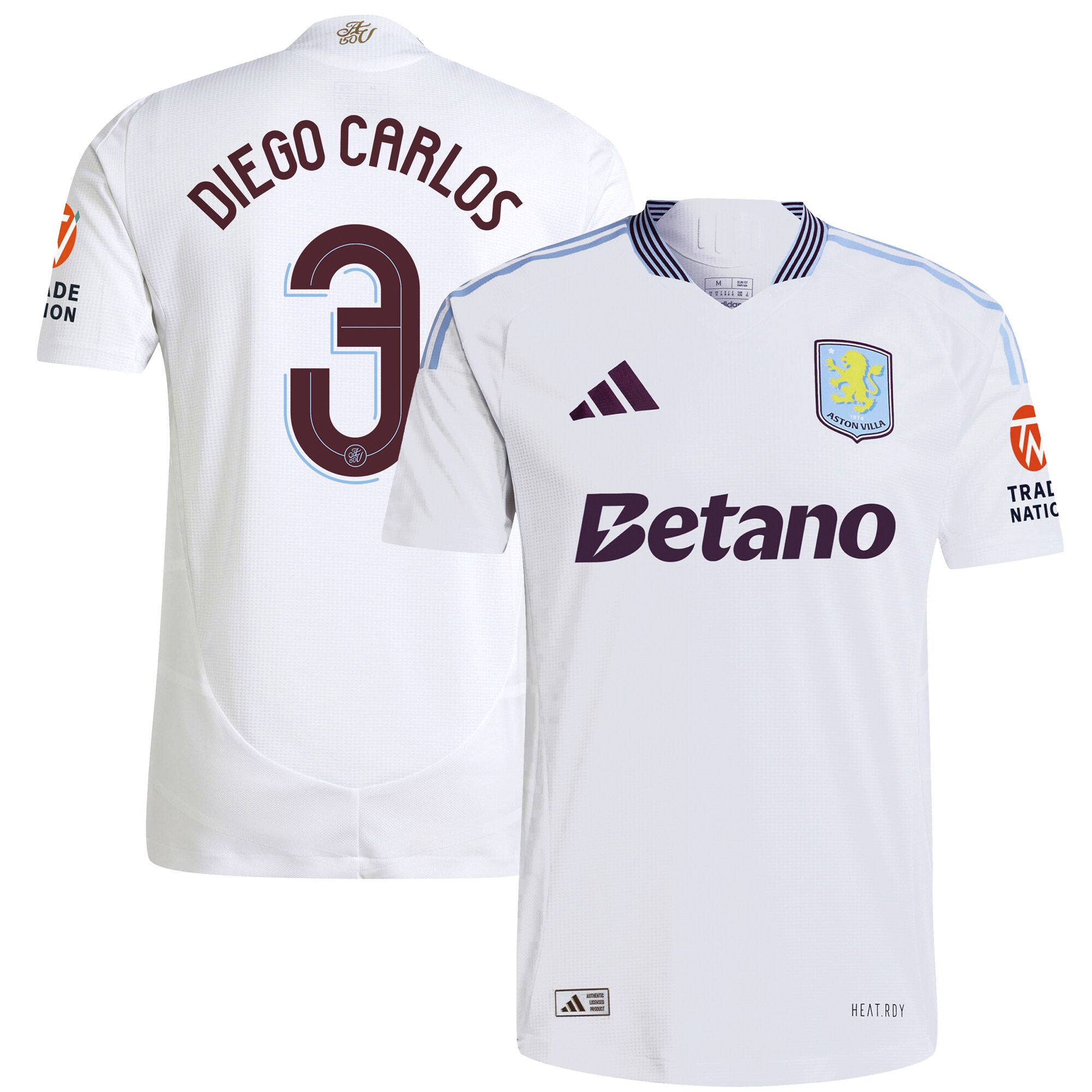 AVFC aston villa adidas away authentic shirt 2024-25 with diego carlos 3 cup printing Collection | Official Aston Villa Kits and Apparel