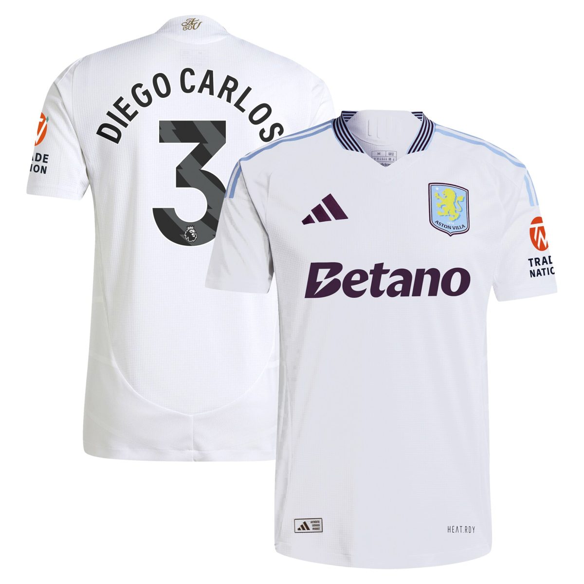 AVFC aston villa adidas away authentic shirt 2024-25 with diego carlos 3 printing Collection | Official Aston Villa Kits and Apparel