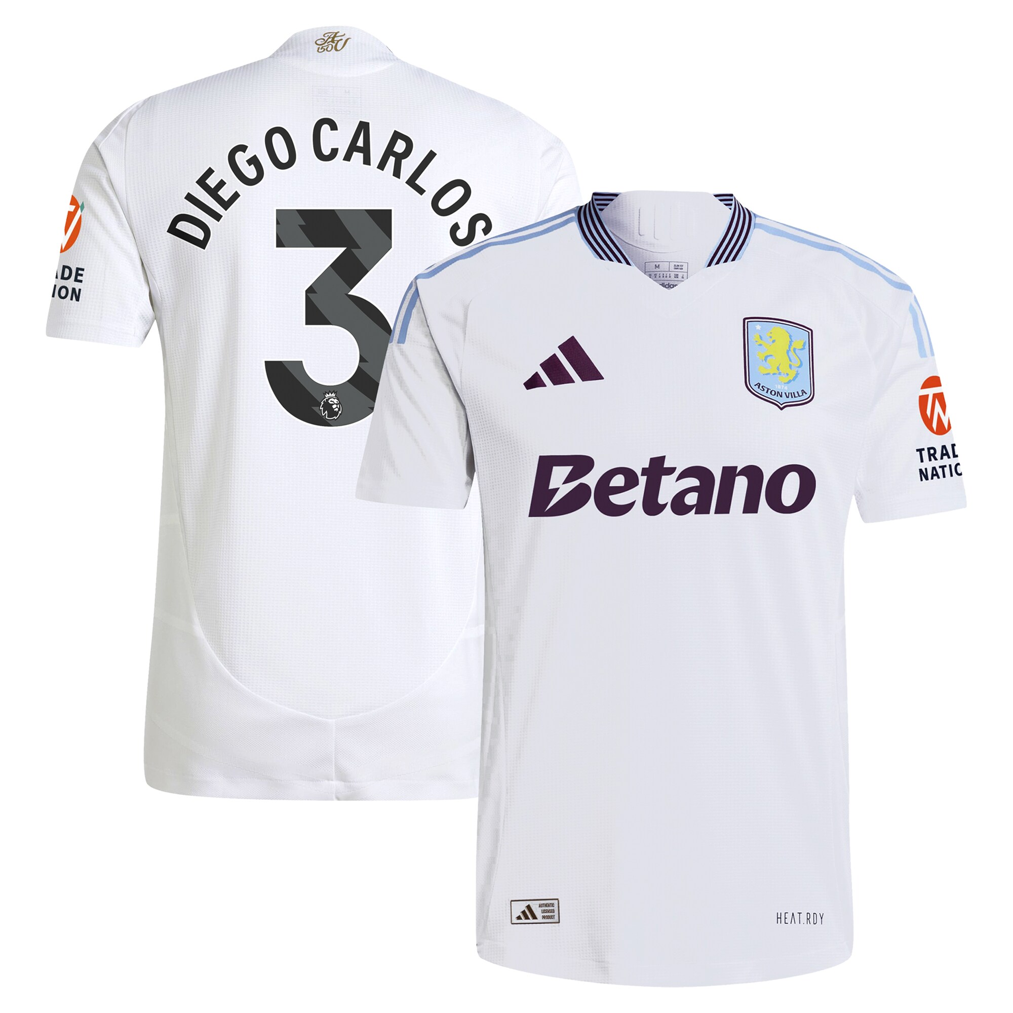 AVFC aston villa adidas away authentic shirt 2024-25 with diego carlos 3 printing Collection | Official Aston Villa Kits and Apparel