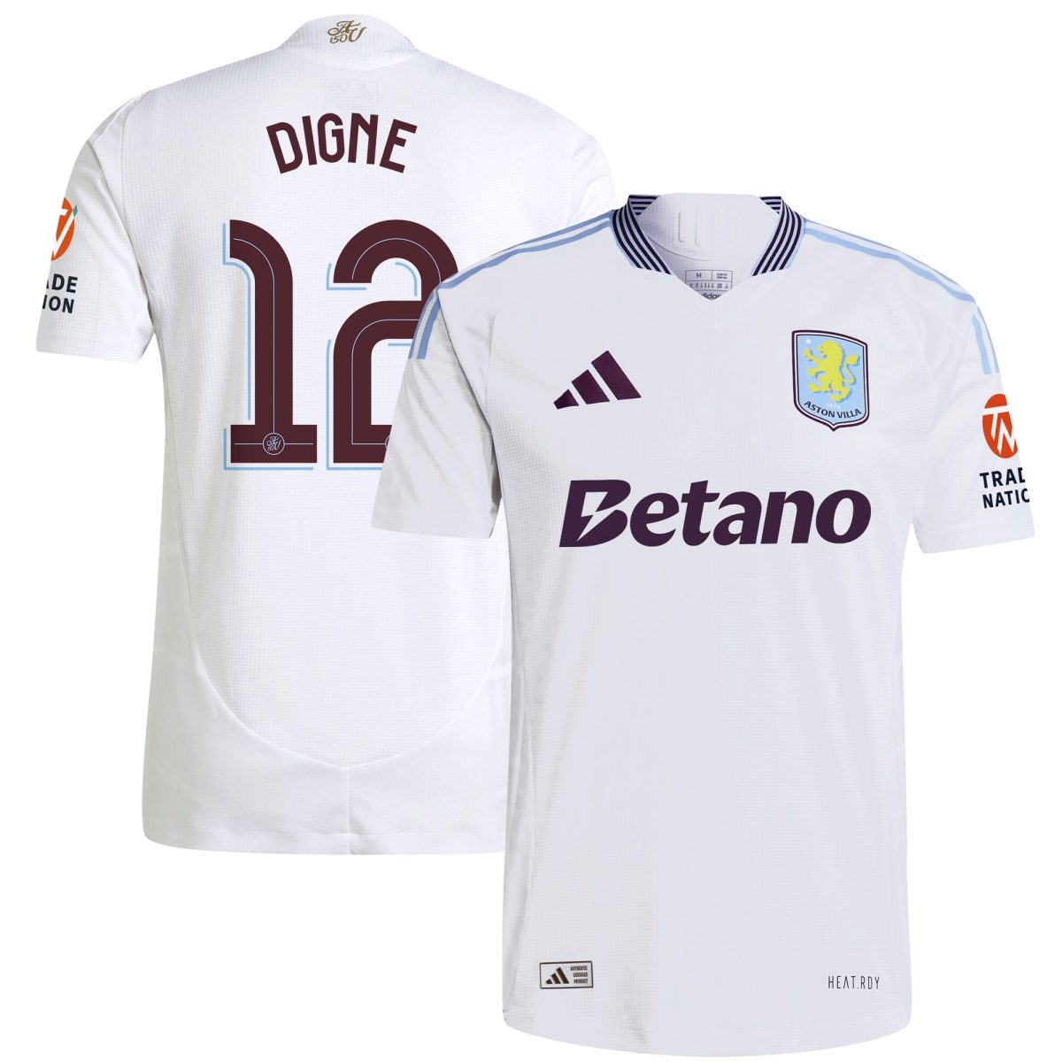 AVFC aston villa adidas away authentic shirt 2024-25 with digne 12 cup printing Collection | Official Aston Villa Kits and Apparel
