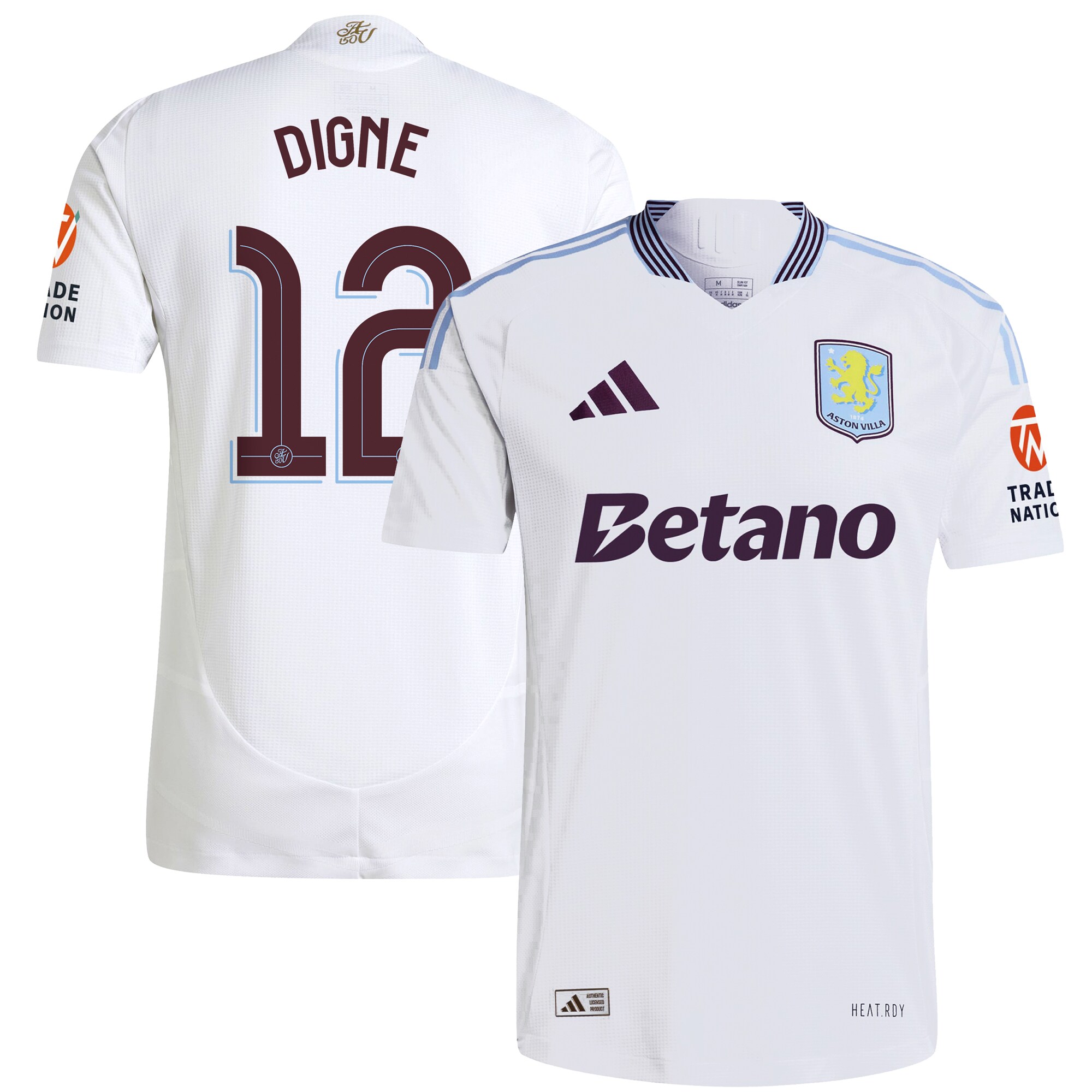 AVFC aston villa adidas away authentic shirt 2024-25 with digne 12 cup printing Collection | Official Aston Villa Kits and Apparel