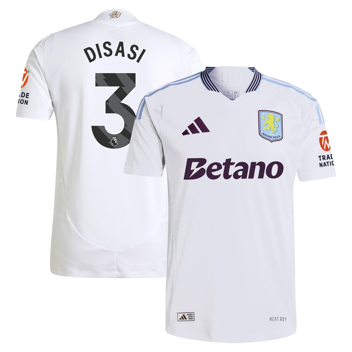 AVFC aston villa adidas away authentic shirt 2024-25 with disasi 3 printing Collection | Official Aston Villa Kits and Apparel