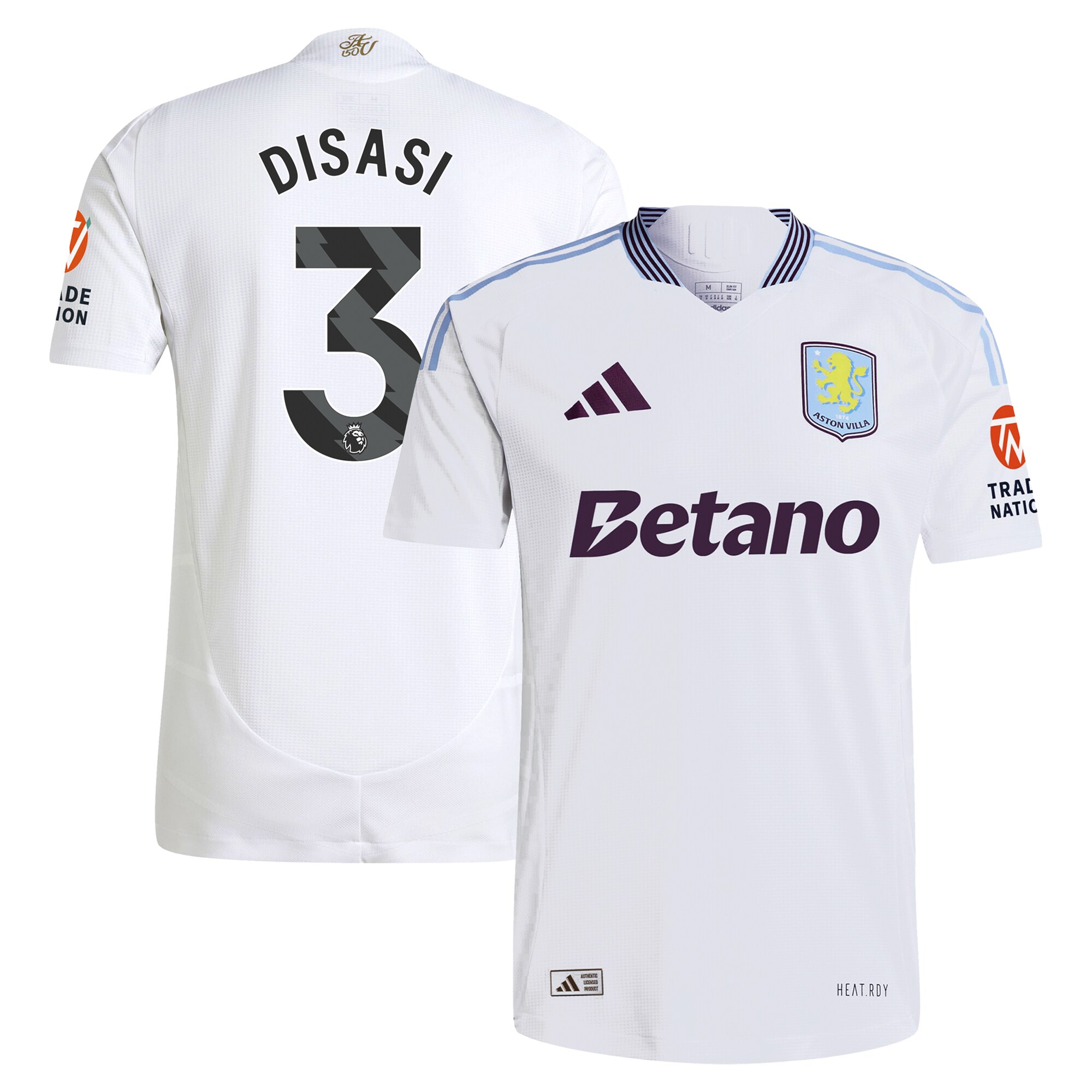 AVFC aston villa adidas away authentic shirt 2024-25 with disasi 3 printing Collection | Official Aston Villa Kits and Apparel
