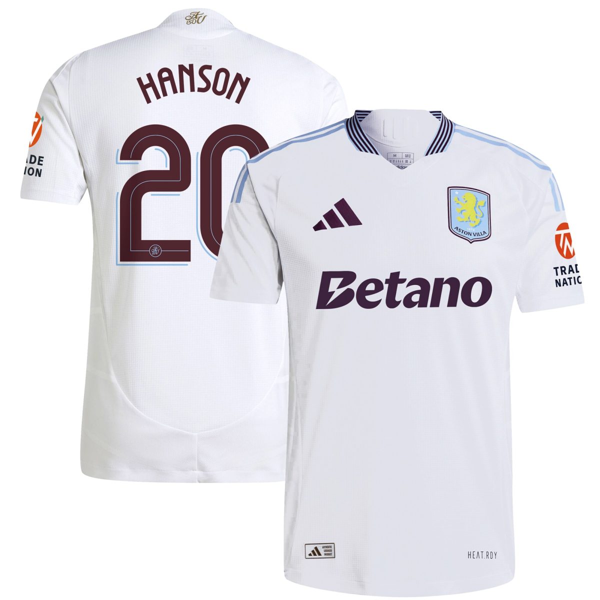 AVFC aston villa adidas away authentic shirt 2024-25 with hanson 20 cup printing Collection | Official Aston Villa Kits and Apparel