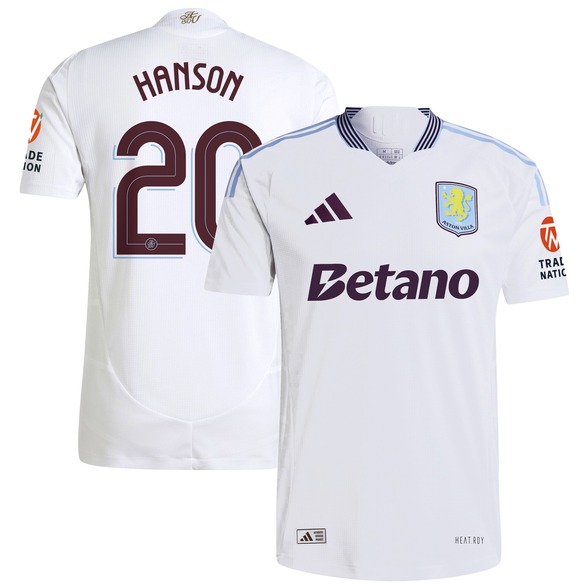 AVFC aston villa adidas away authentic shirt 2024-25 with hanson 20 cup printing Collection | Official Aston Villa Kits and Apparel