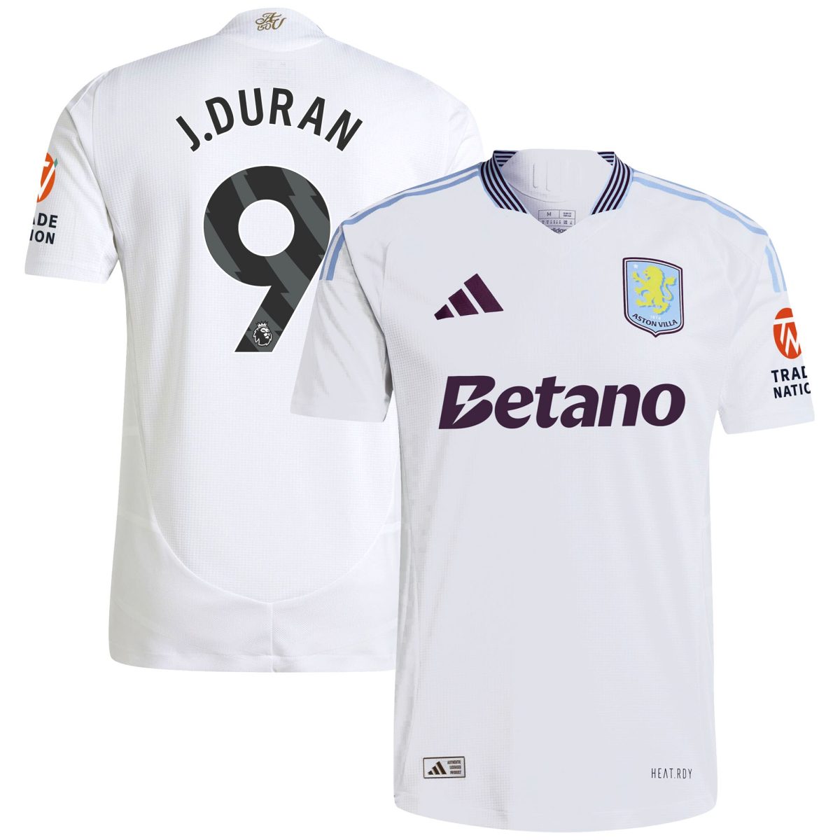 AVFC aston villa adidas away authentic shirt 2024-25 with j.duran 9 printing Collection | Official Aston Villa Kits and Apparel