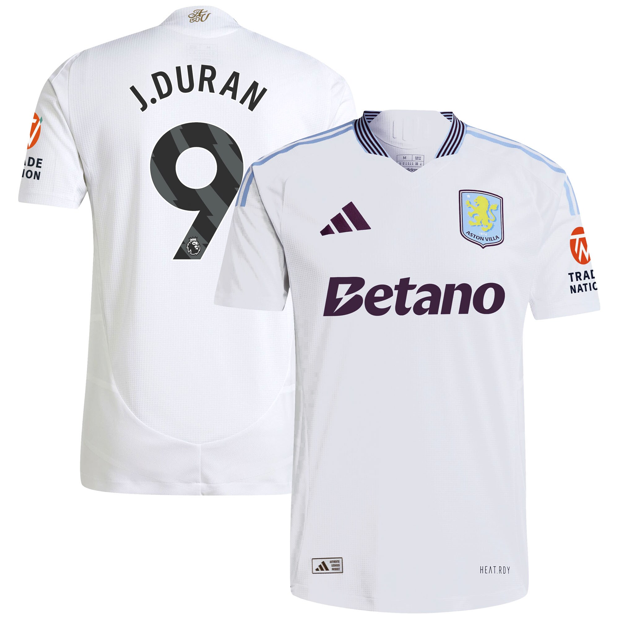 AVFC aston villa adidas away authentic shirt 2024-25 with j.duran 9 printing Collection | Official Aston Villa Kits and Apparel