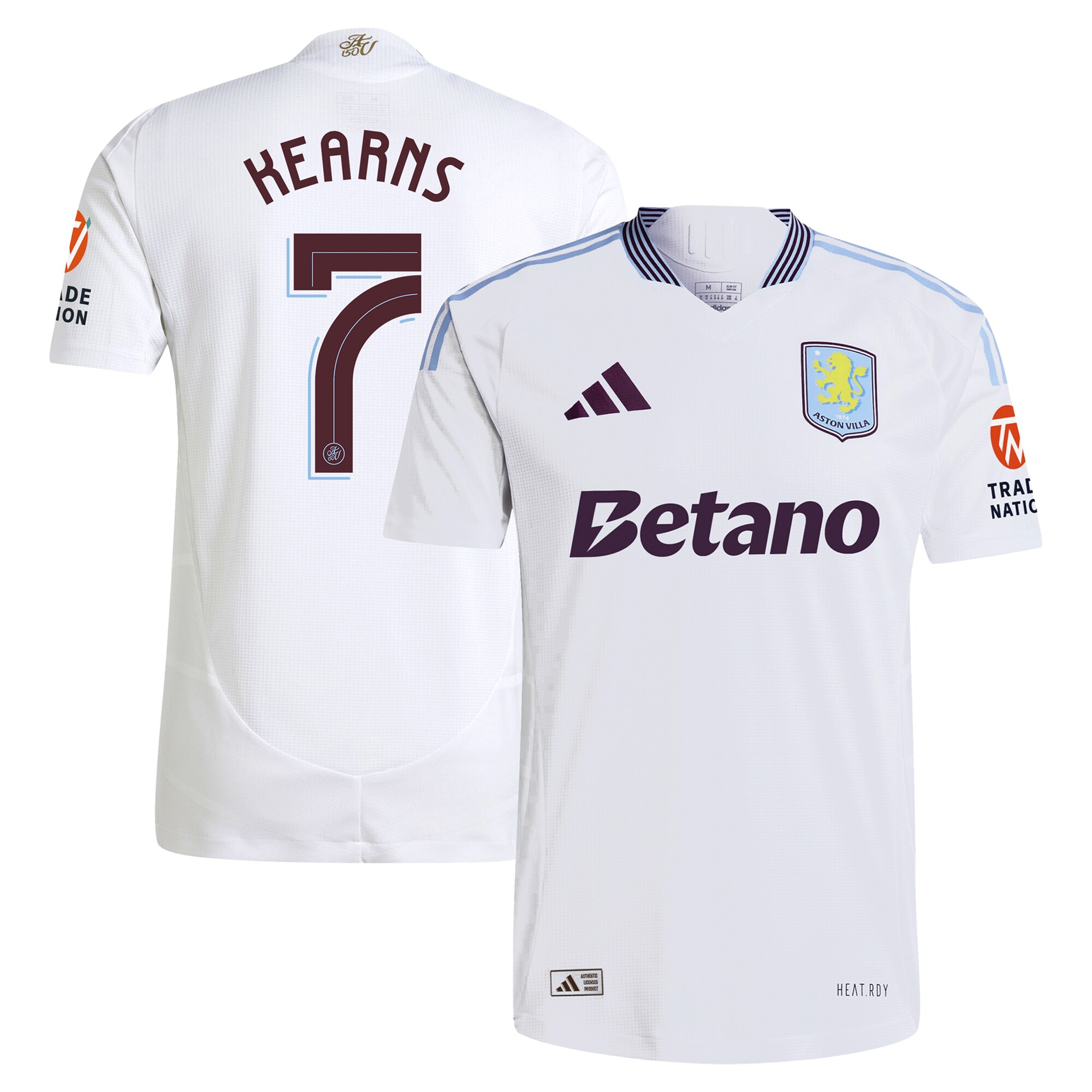 AVFC aston villa adidas away authentic shirt 2024-25 with kearns 7 cup printing Collection | Official Aston Villa Kits and Apparel