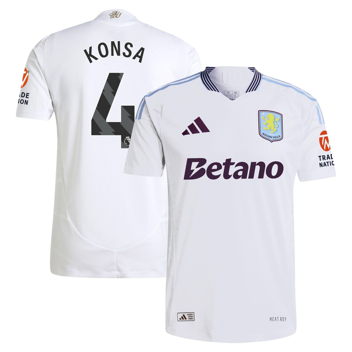 AVFC aston villa adidas away authentic shirt 2024-25 with konsa 4 printing Collection | Official Aston Villa Kits and Apparel