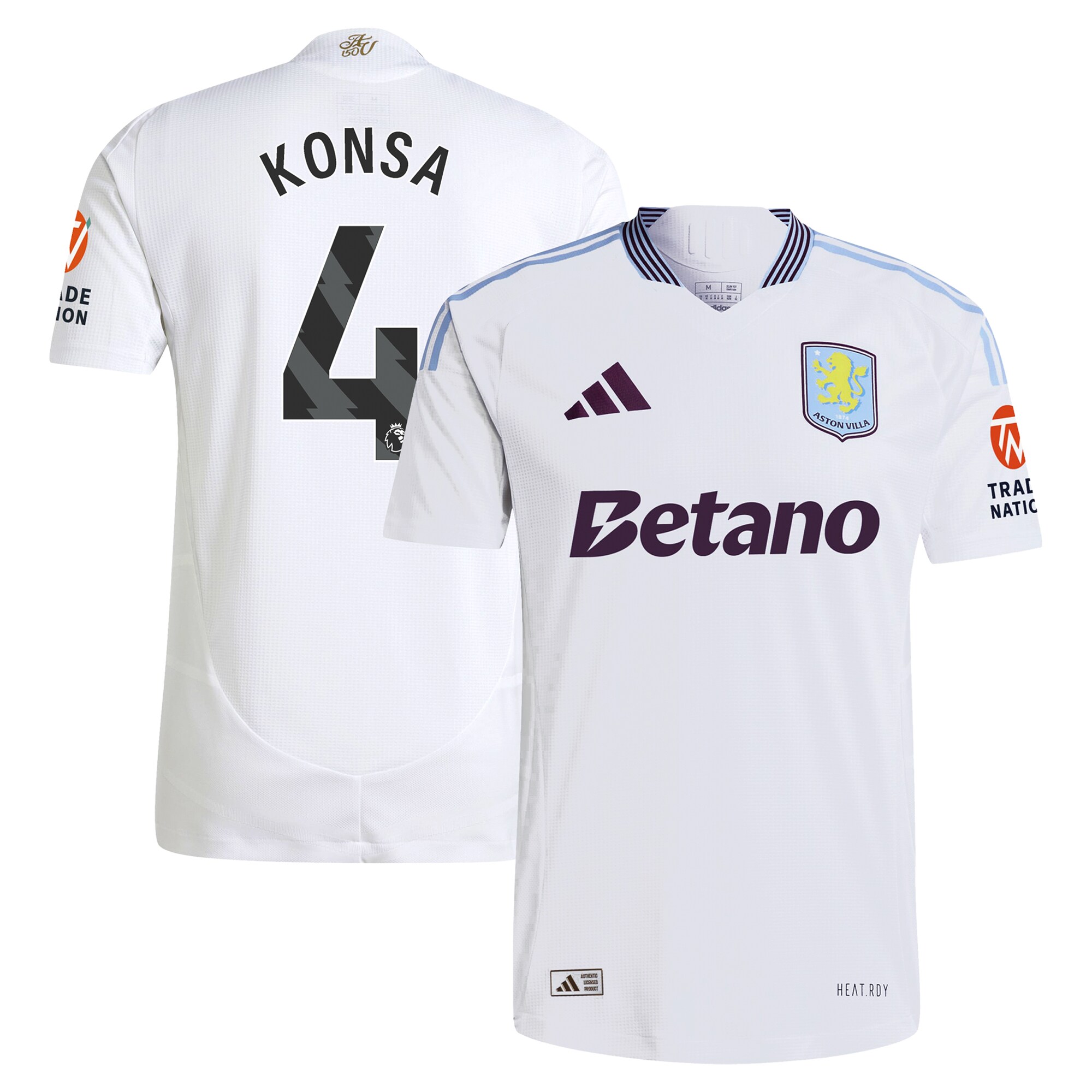 AVFC aston villa adidas away authentic shirt 2024-25 with konsa 4 printing Collection | Official Aston Villa Kits and Apparel