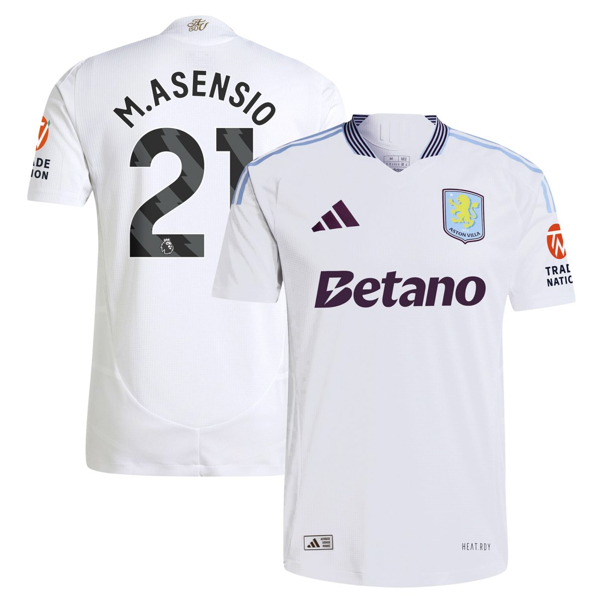 AVFC aston villa adidas away authentic shirt 2024-25 with m.asensio 21 printing Collection | Official Aston Villa Kits and Apparel