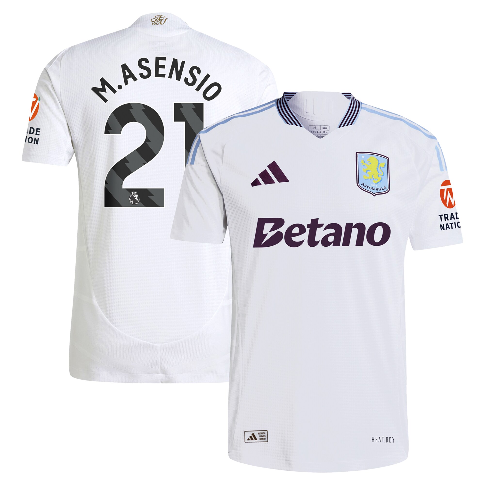 AVFC aston villa adidas away authentic shirt 2024-25 with m.asensio 21 printing Collection | Official Aston Villa Kits and Apparel