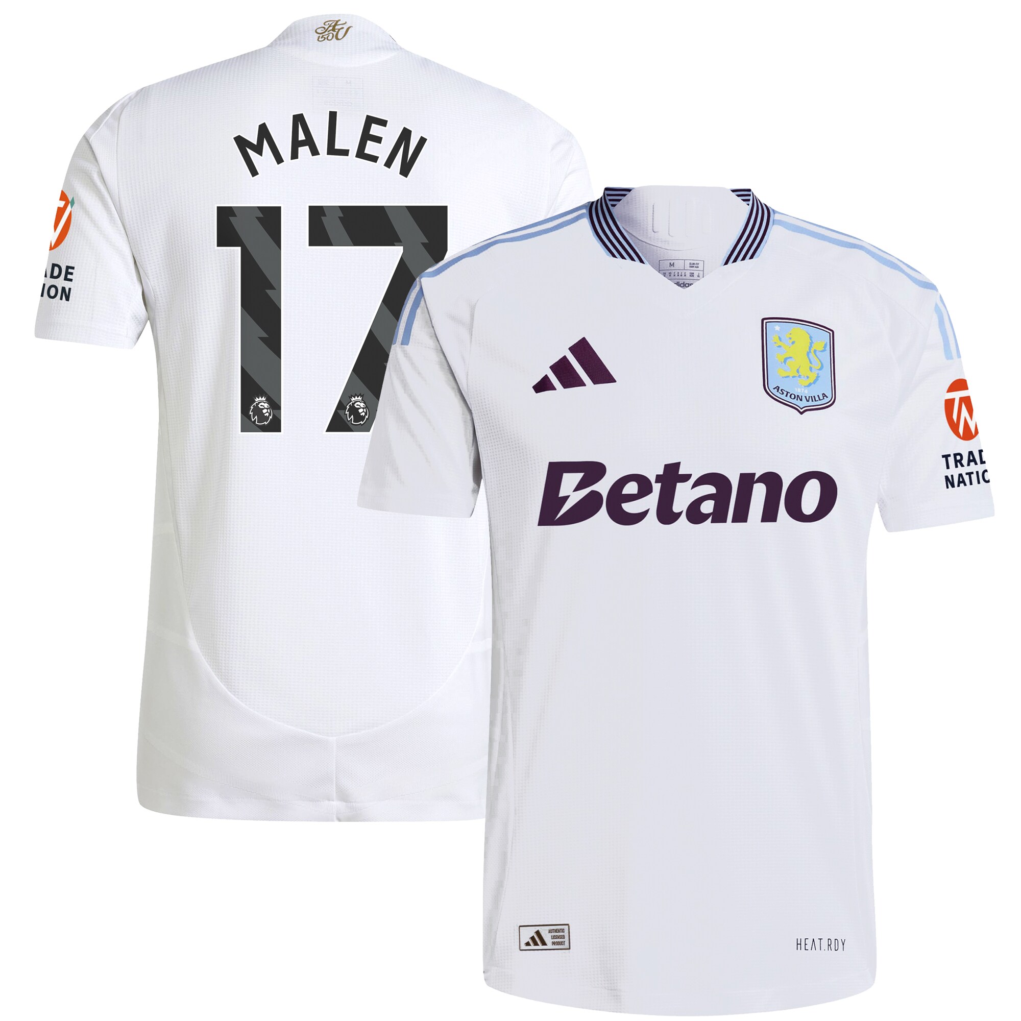 AVFC aston villa adidas away authentic shirt 2024-25 with malen 17 printing Collection | Official Aston Villa Kits and Apparel