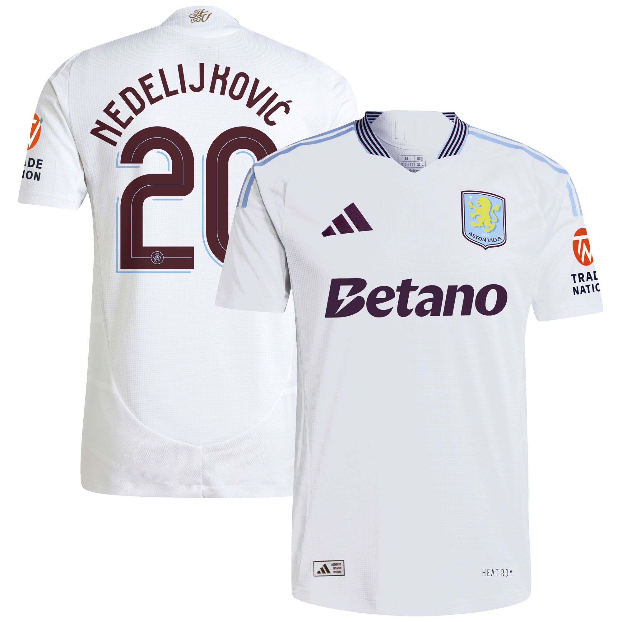 AVFC aston villa adidas away authentic shirt 2024-25 with nedeljković 20 cup printing Collection | Official Aston Villa Kits and Apparel