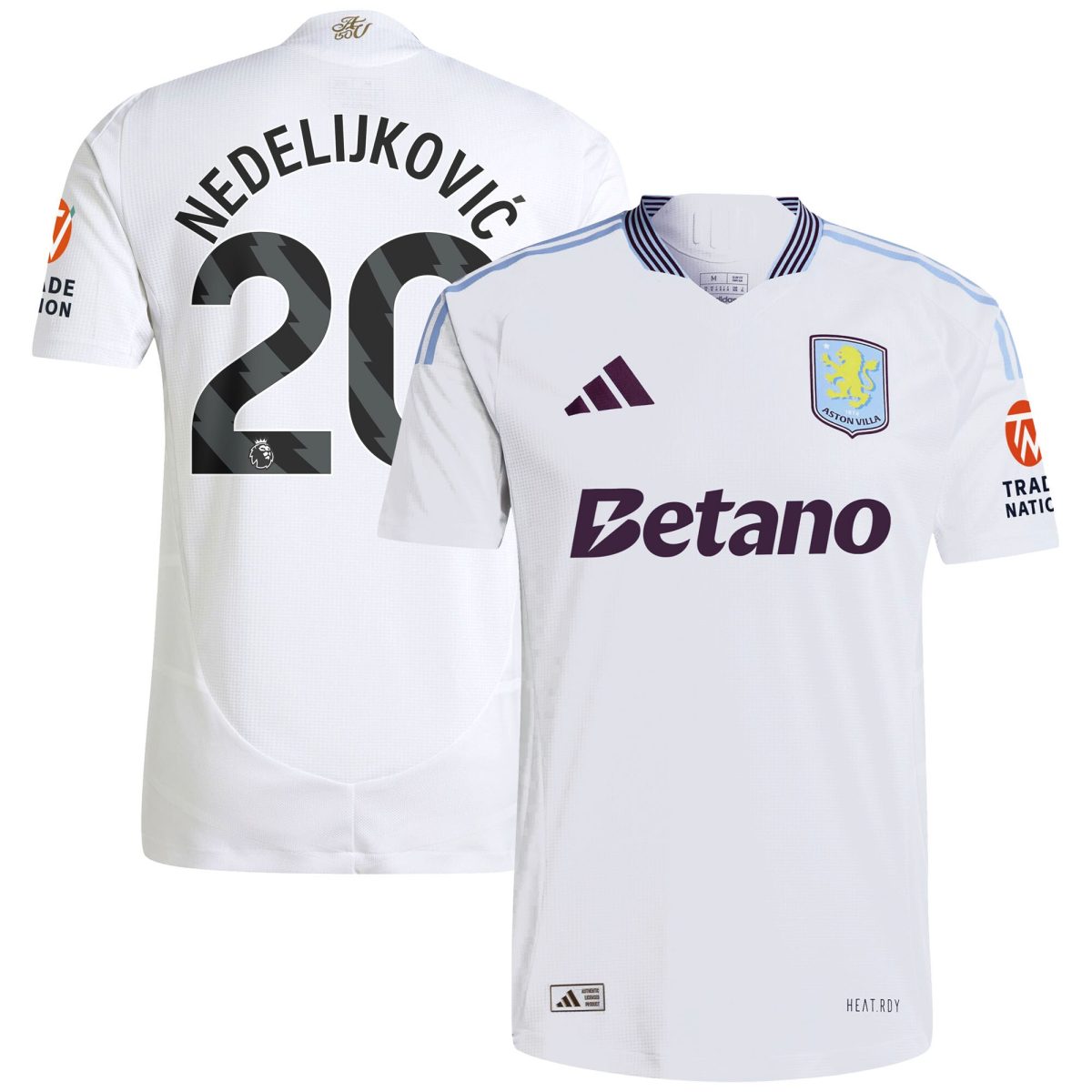 AVFC aston villa adidas away authentic shirt 2024-25 with nedeljković 20 printing Collection | Official Aston Villa Kits and Apparel