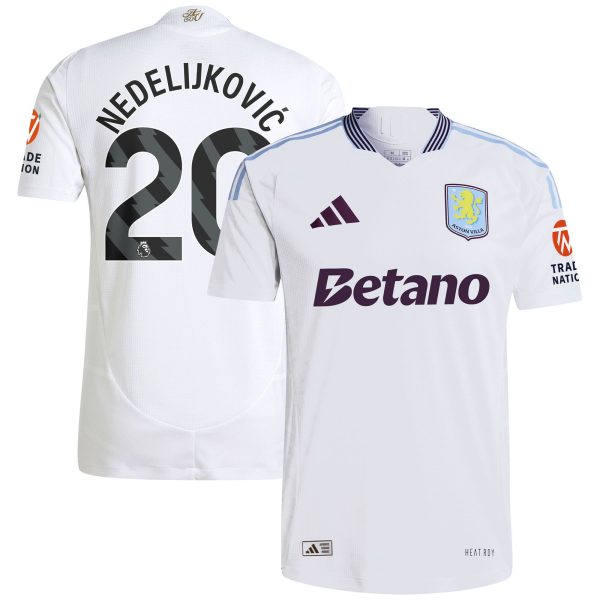 AVFC aston villa adidas away authentic shirt 2024-25 with nedeljković 20 printing Collection | Official Aston Villa Kits and Apparel