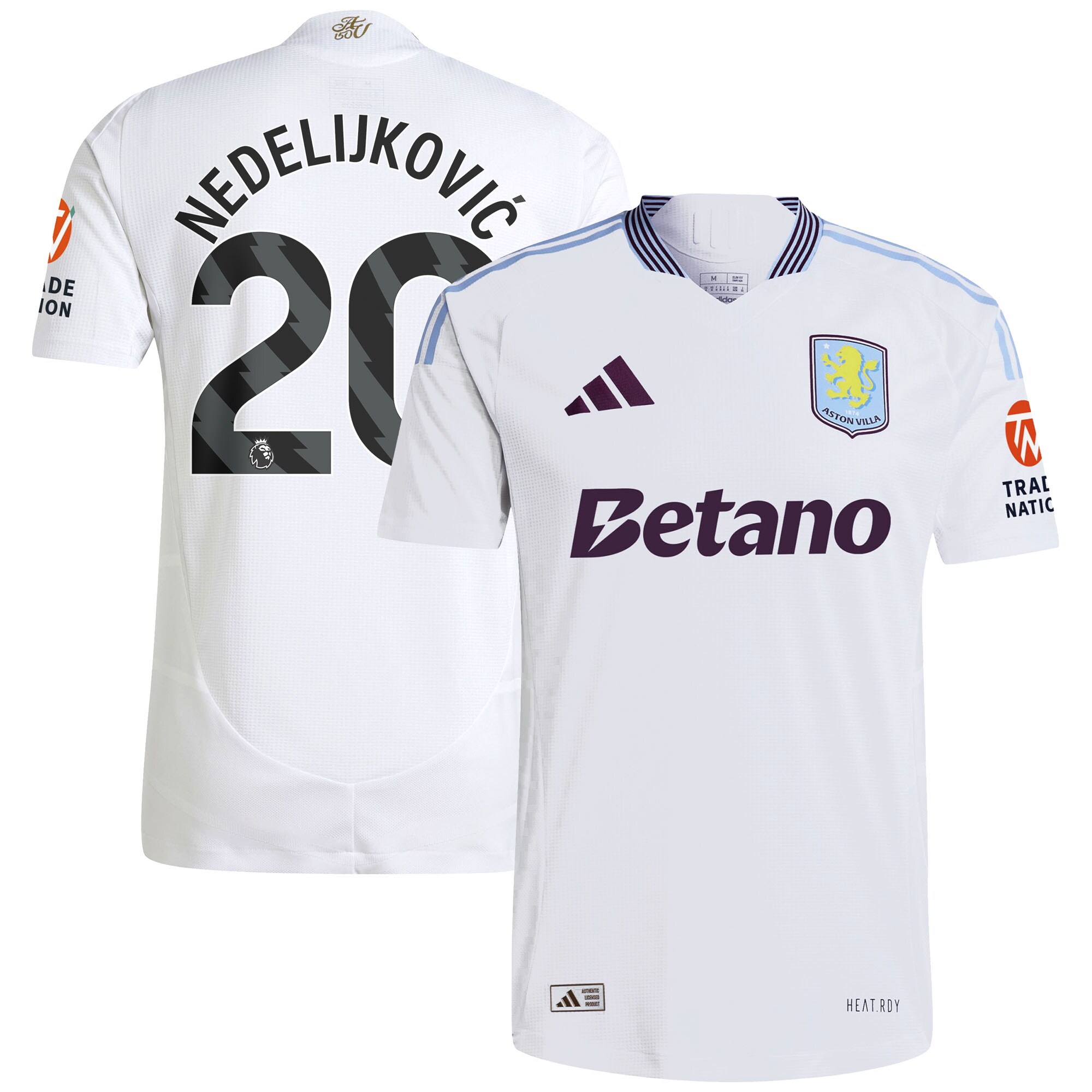 AVFC aston villa adidas away authentic shirt 2024-25 with nedeljković 20 printing Collection | Official Aston Villa Kits and Apparel