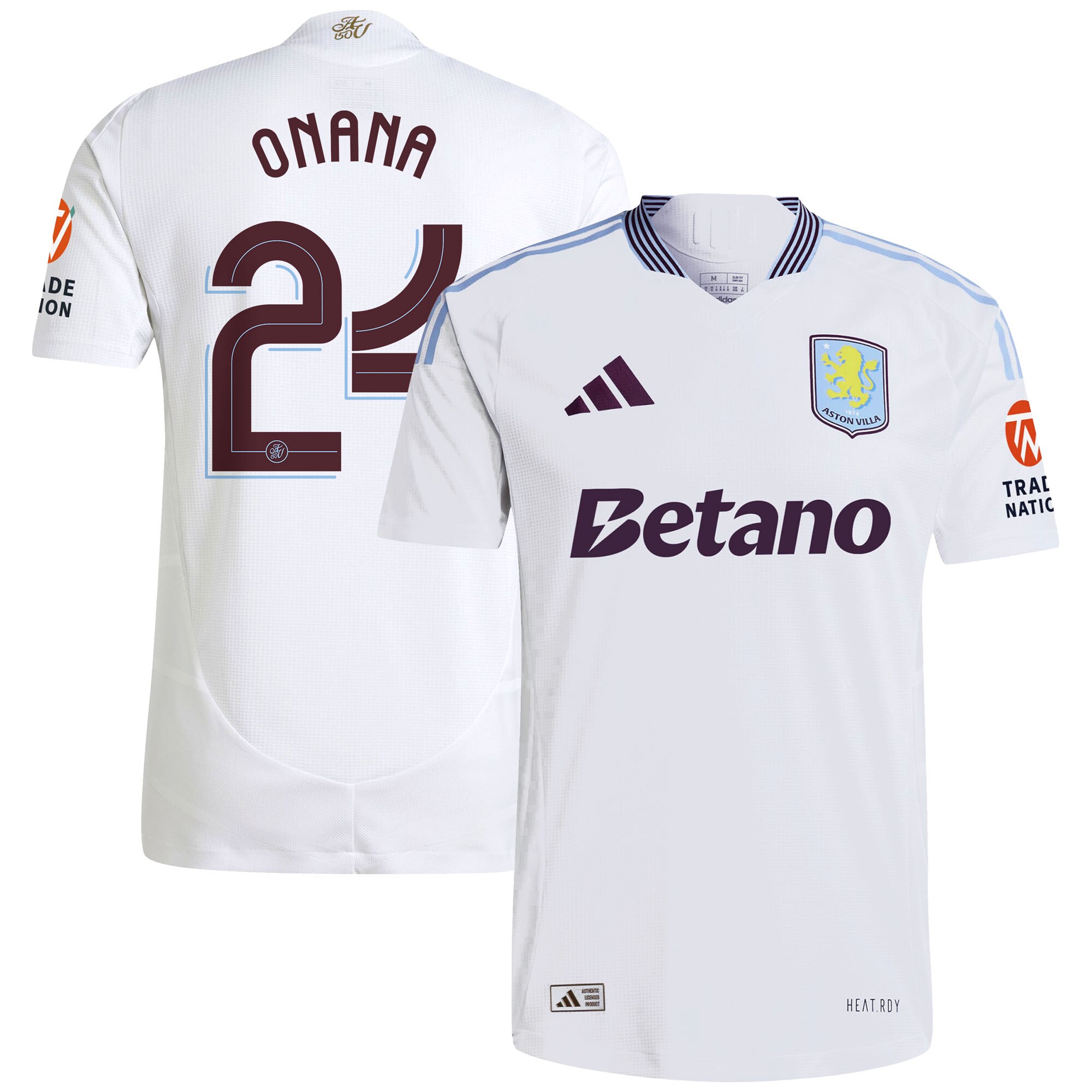 AVFC aston villa adidas away authentic shirt 2024-25 with onana 24 cup printing Collection | Official Aston Villa Kits and Apparel