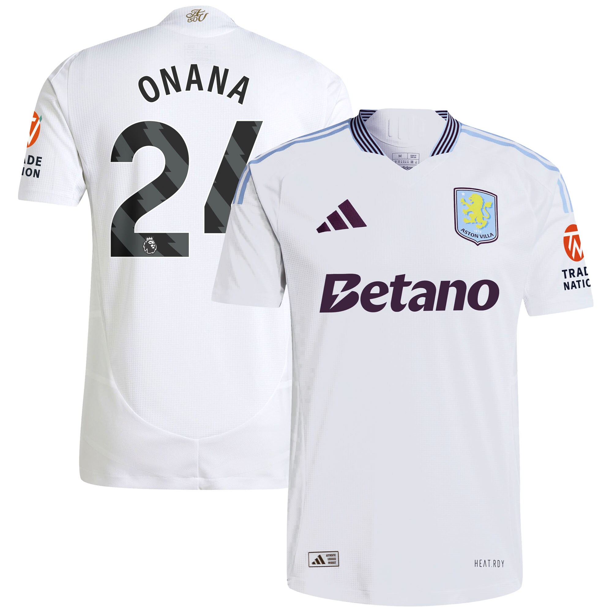 AVFC aston villa adidas away authentic shirt 2024-25 with onana 24 printing Collection | Official Aston Villa Kits and Apparel