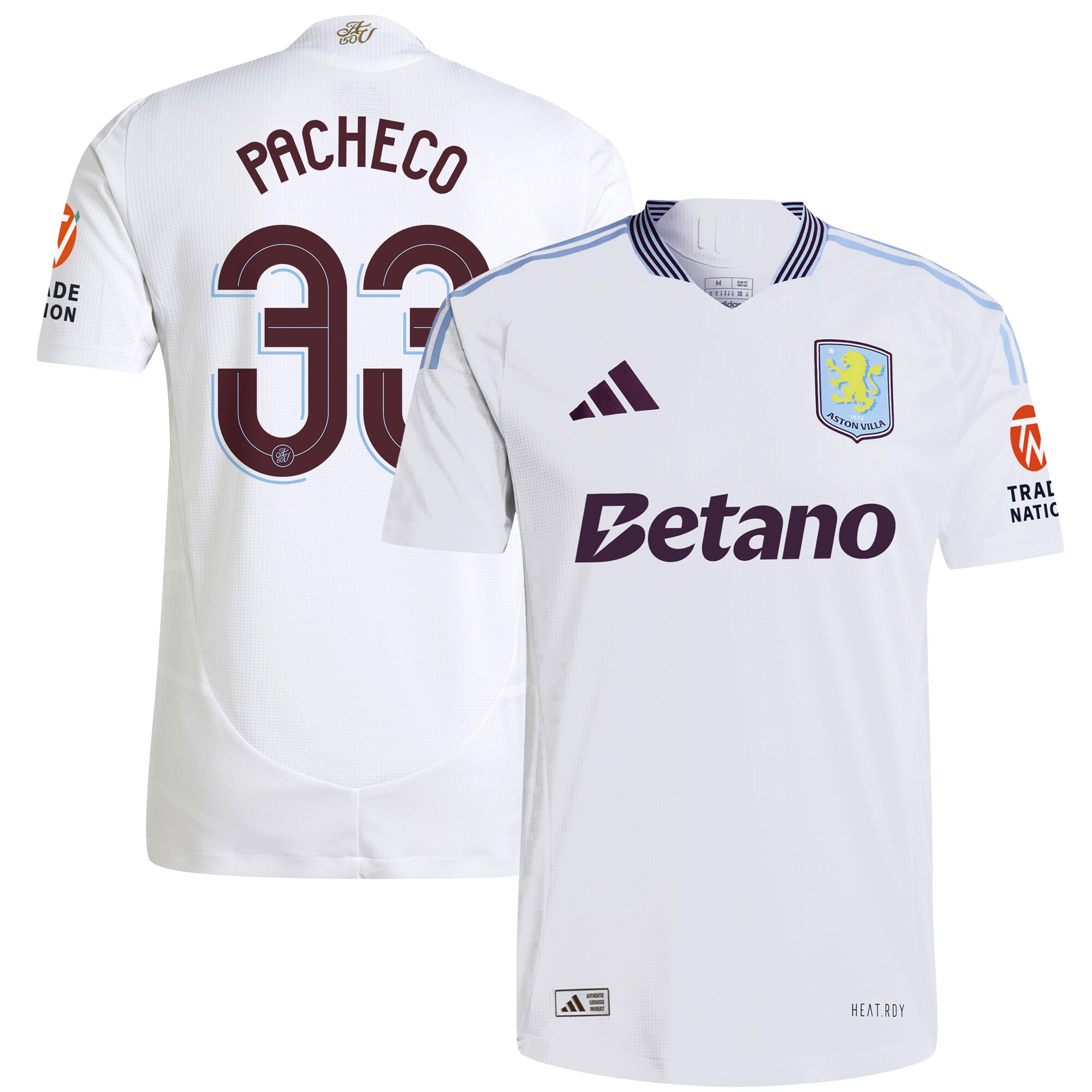 AVFC aston villa adidas away authentic shirt 2024-25 with pacheco 33 cup printing Collection | Official Aston Villa Kits and Apparel