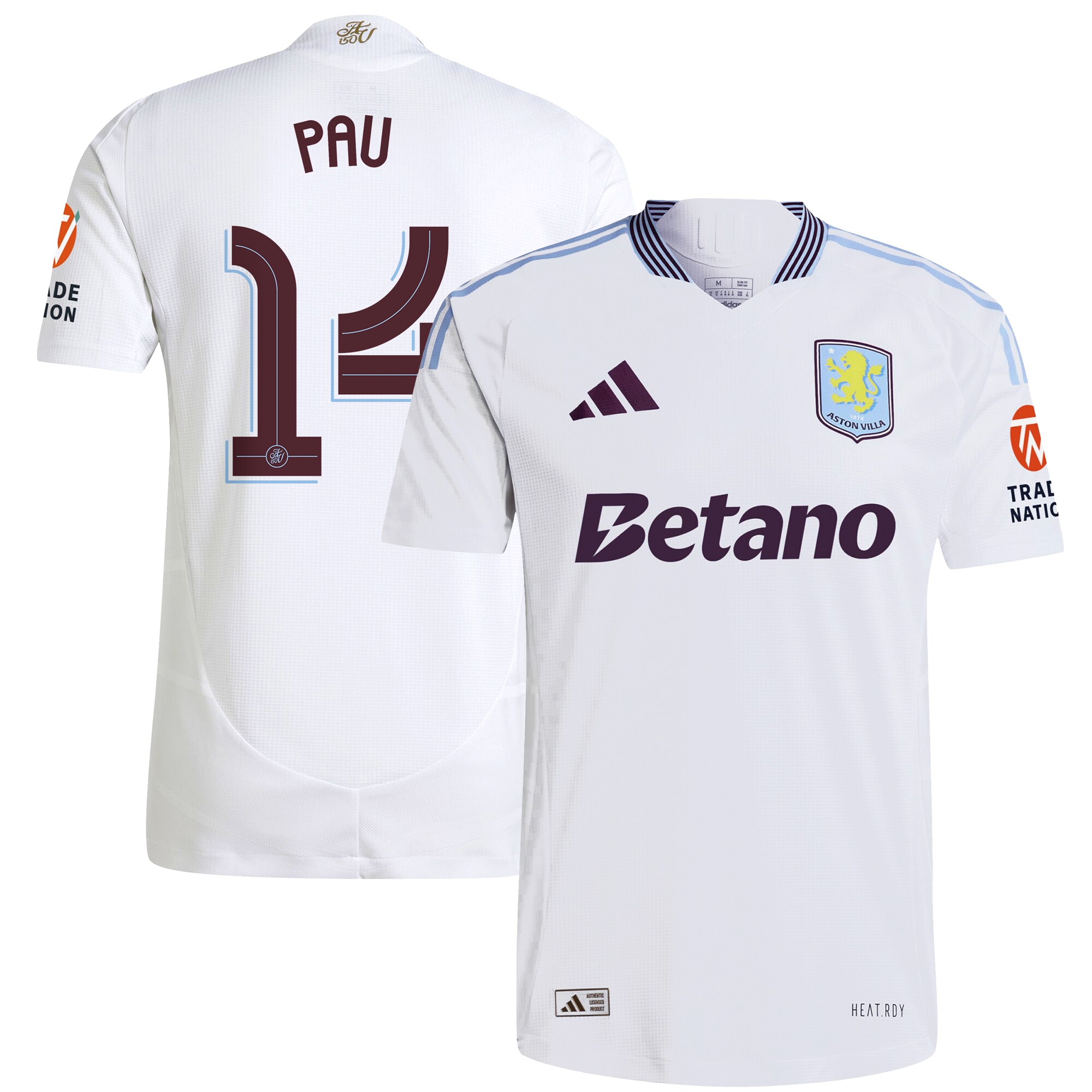 AVFC aston villa adidas away authentic shirt 2024-25 with pau 14 cup printing Collection | Official Aston Villa Kits and Apparel
