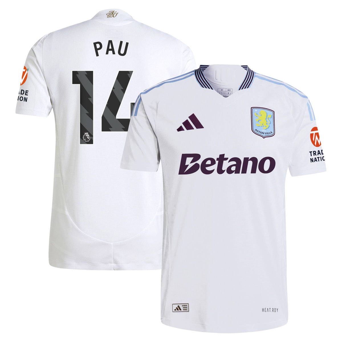 AVFC aston villa adidas away authentic shirt 2024-25 with pau 14 printing Collection | Official Aston Villa Kits and Apparel