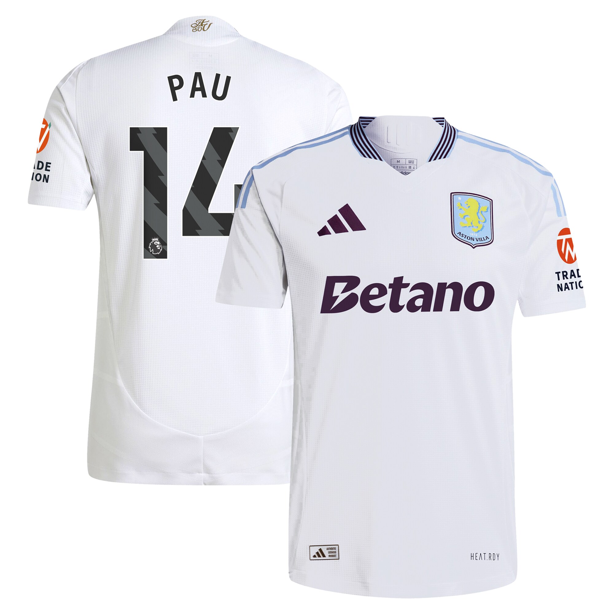AVFC aston villa adidas away authentic shirt 2024-25 with pau 14 printing Collection | Official Aston Villa Kits and Apparel