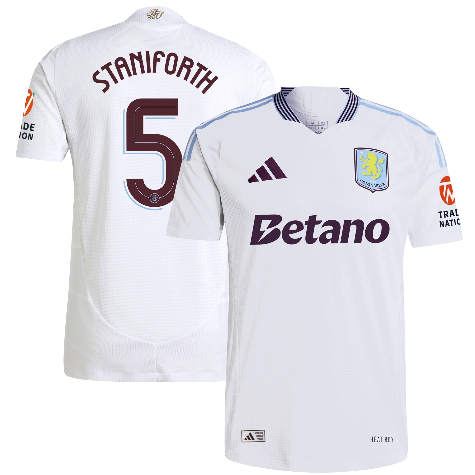 AVFC aston villa adidas away authentic shirt 2024-25 with staniforth 5 cup printing Collection | Official Aston Villa Kits and Apparel