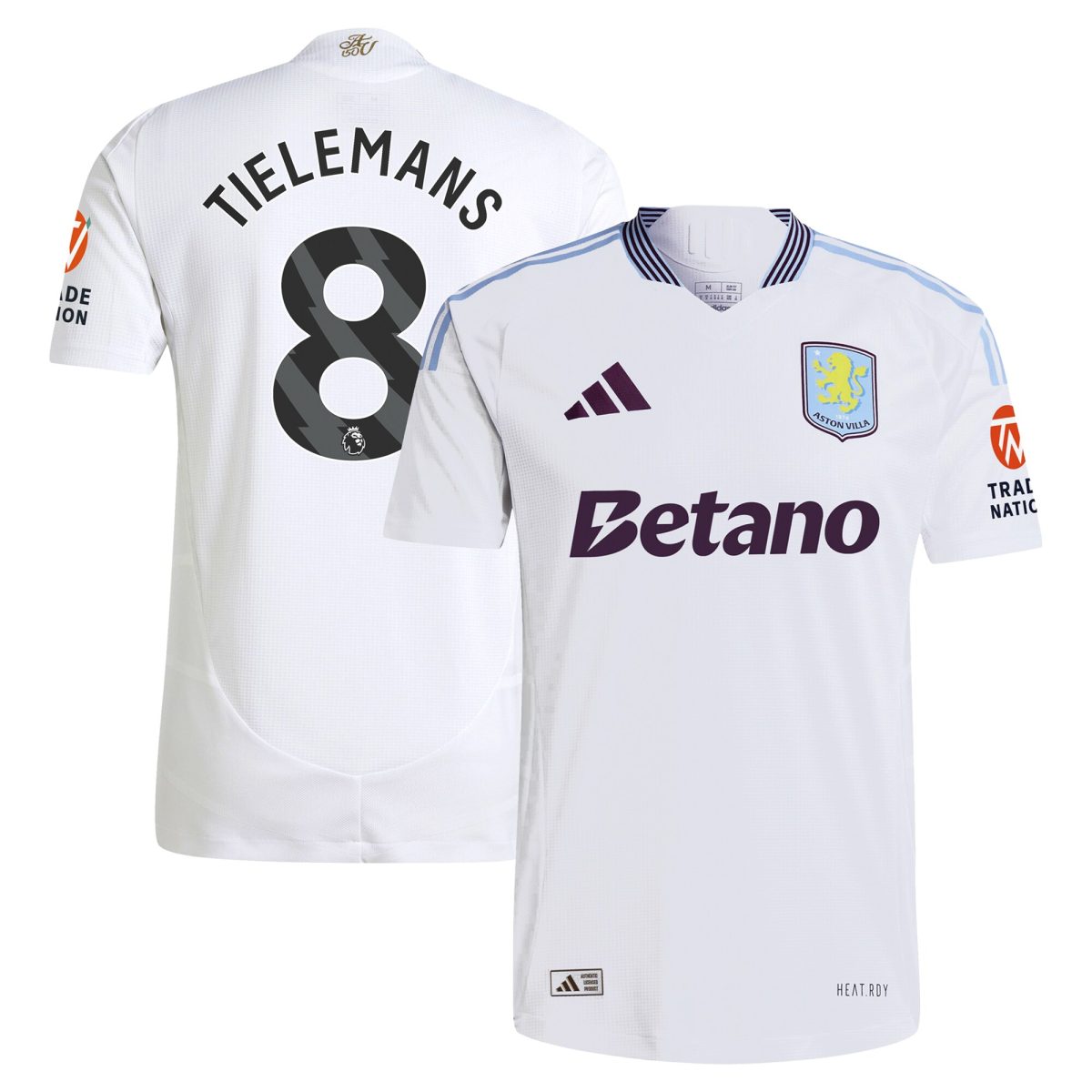 AVFC aston villa adidas away authentic shirt 2024-25 with tielemans 8 printing Collection | Official Aston Villa Kits and Apparel