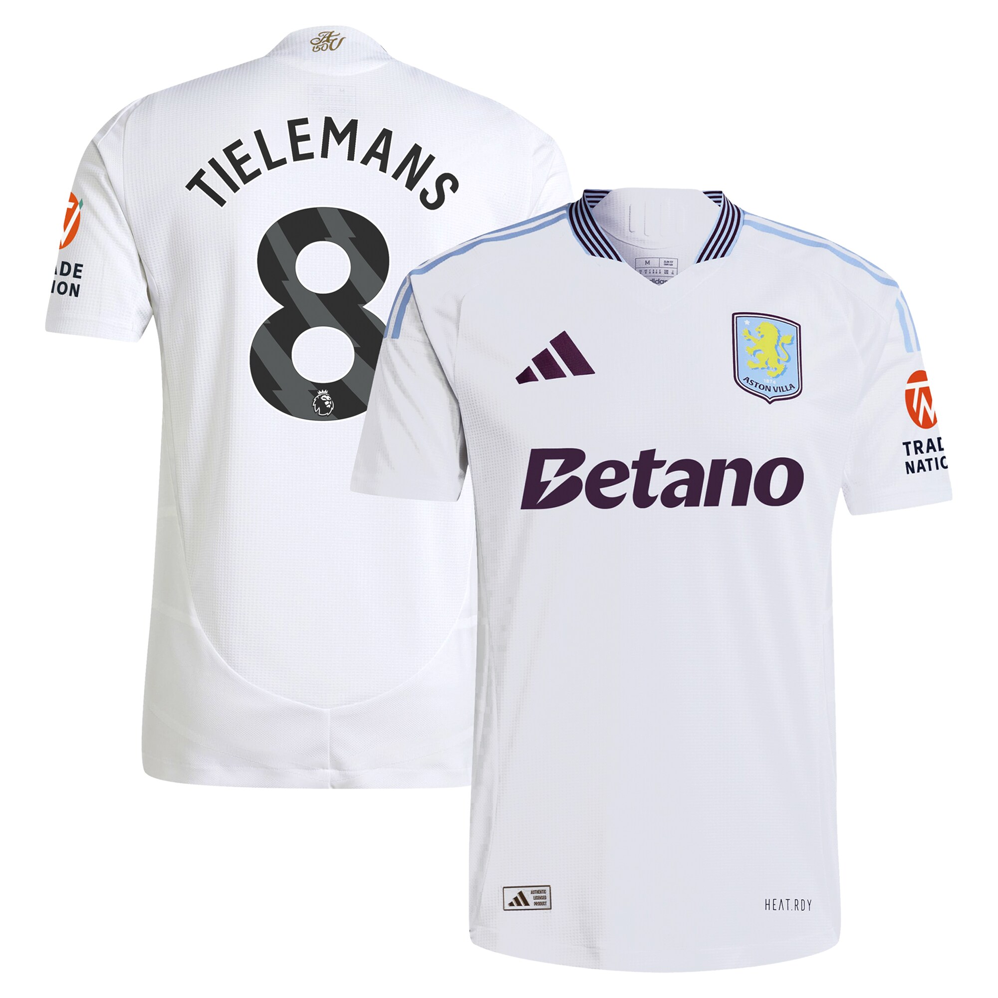 AVFC aston villa adidas away authentic shirt 2024-25 with tielemans 8 printing Collection | Official Aston Villa Kits and Apparel