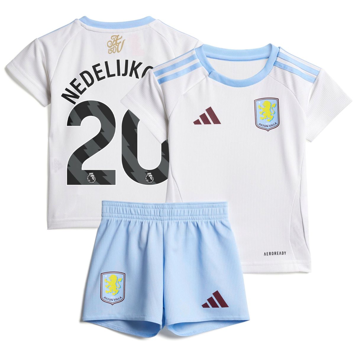 AVFC aston villa adidas away baby kit 2024-25 with nedeljković 20 printing Collection | Official Aston Villa Kits and Apparel
