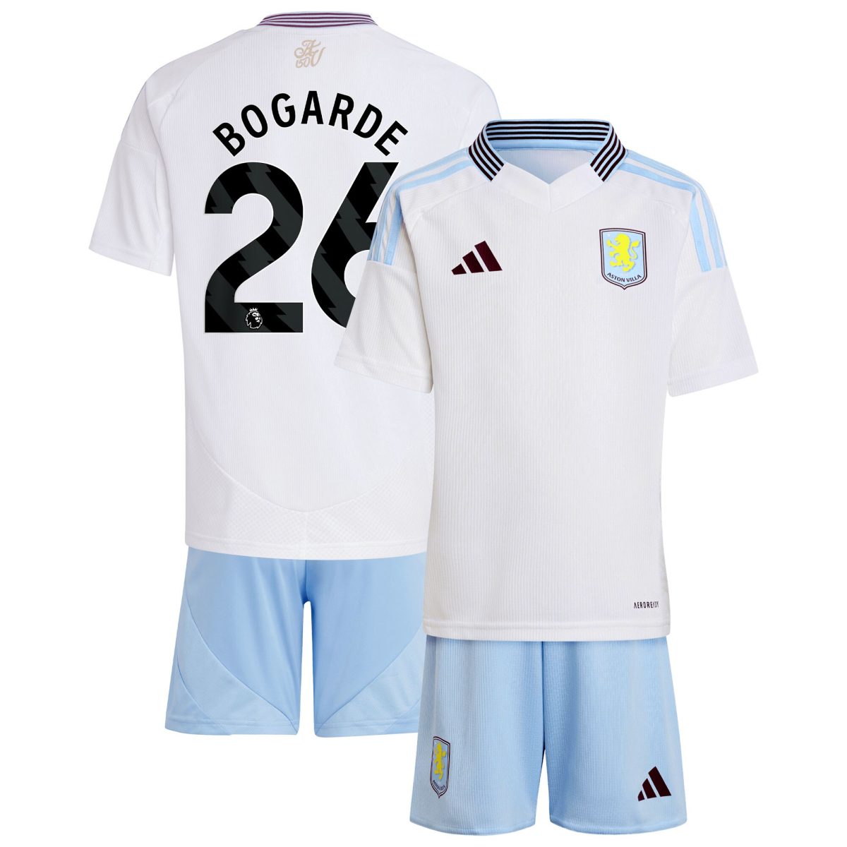 AVFC aston villa adidas away mini kit 2024-25 with bogarde 26 printing Collection | Official Aston Villa Kits and Apparel