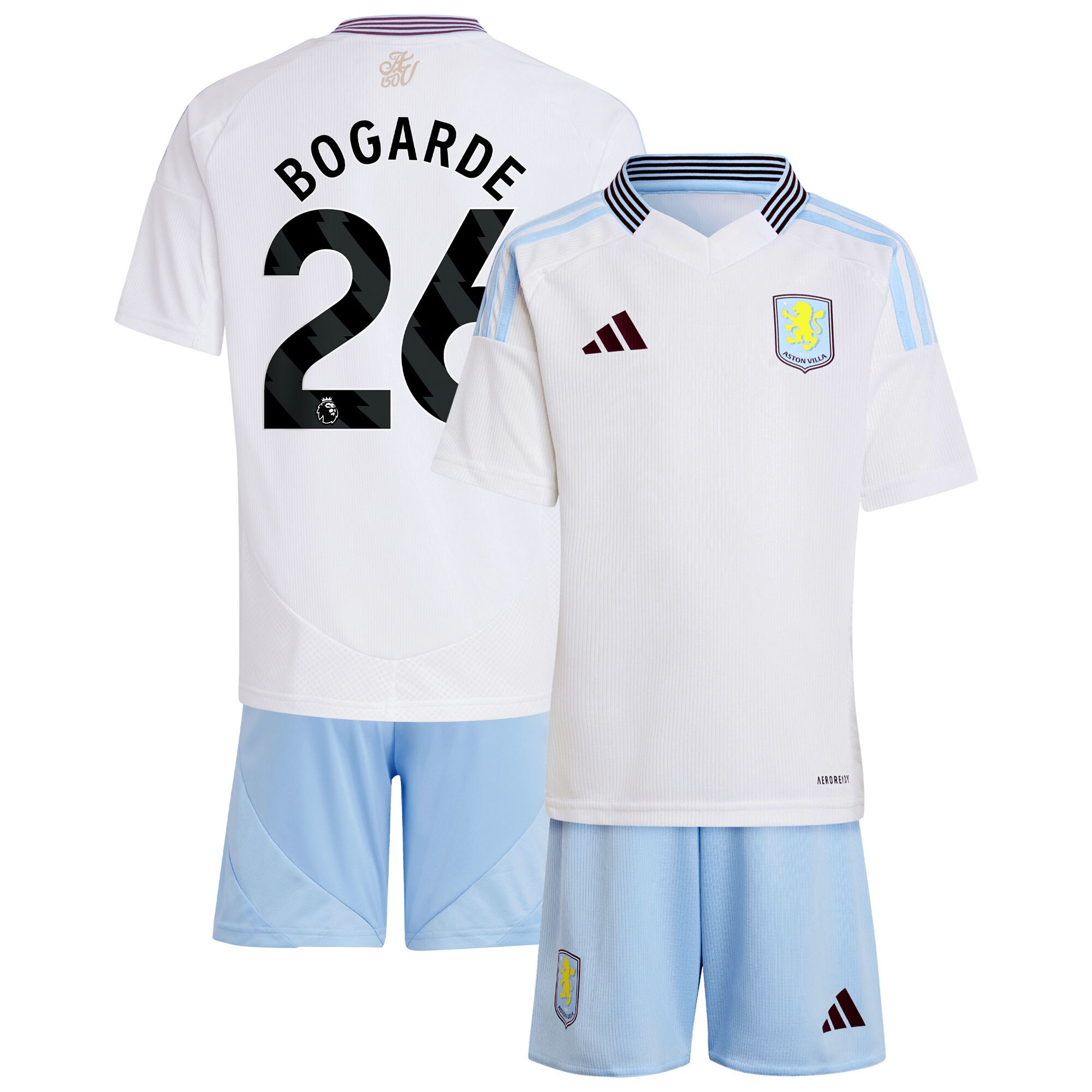 AVFC aston villa adidas away mini kit 2024-25 with bogarde 26 printing Collection | Official Aston Villa Kits and Apparel