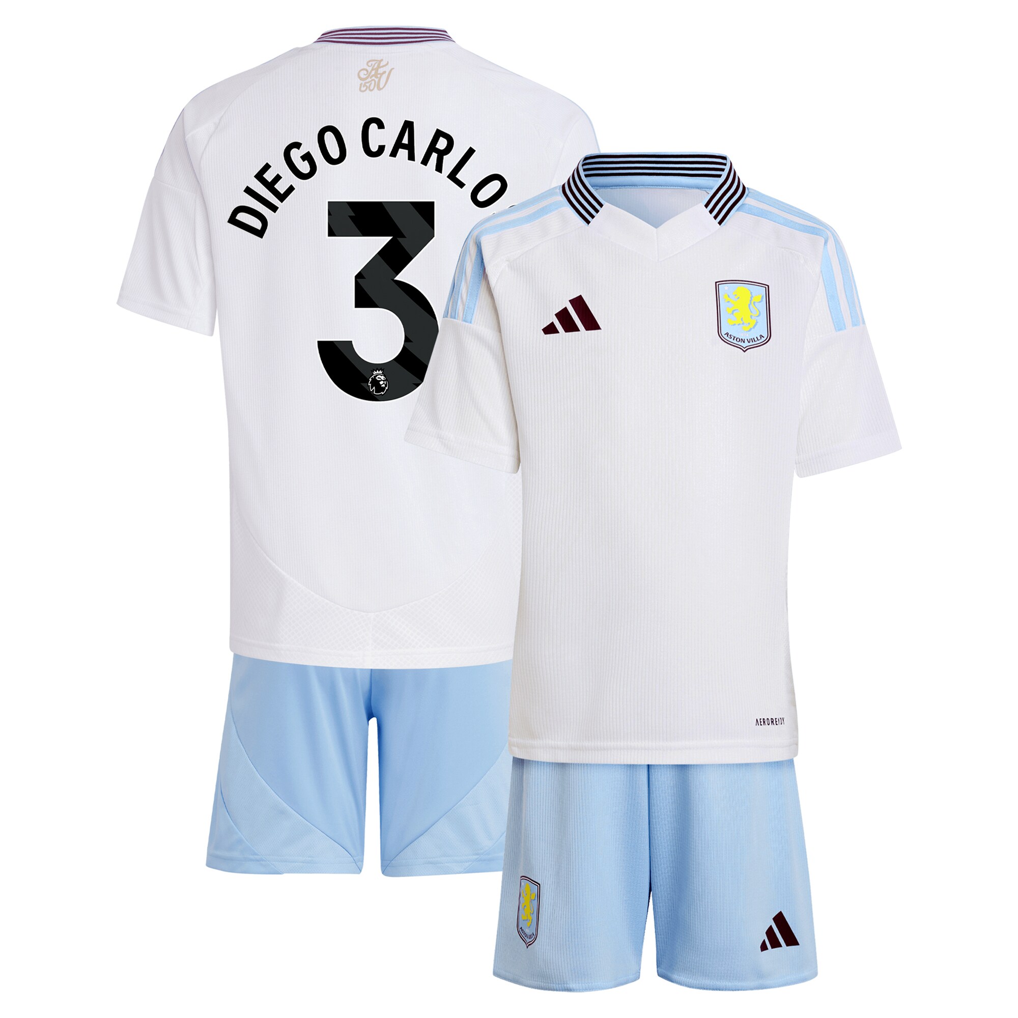 AVFC aston villa adidas away mini kit 2024-25 with diego carlos 3 printing Collection | Official Aston Villa Kits and Apparel