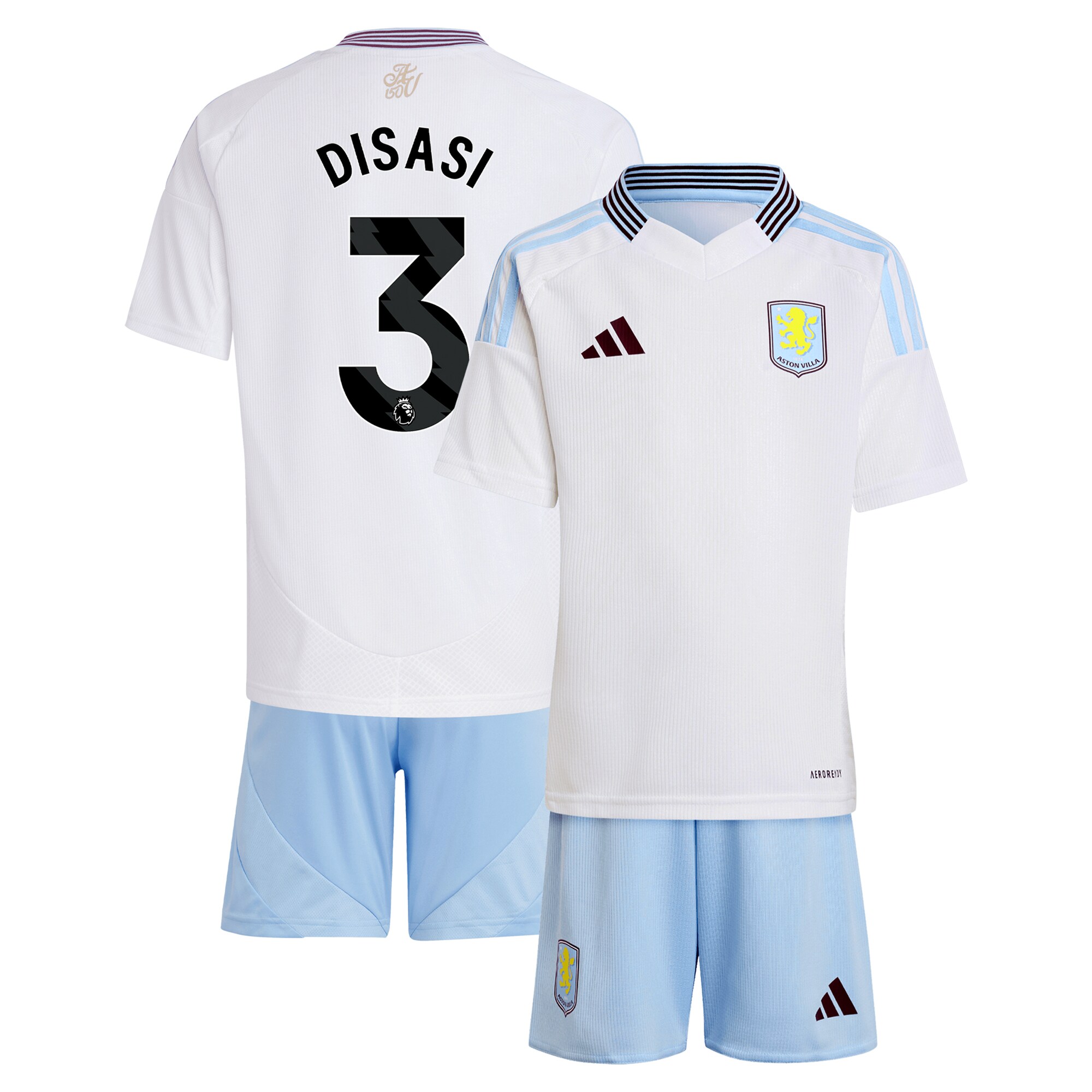 AVFC aston villa adidas away mini kit 2024-25 with disasi 3 printing Collection | Official Aston Villa Kits and Apparel