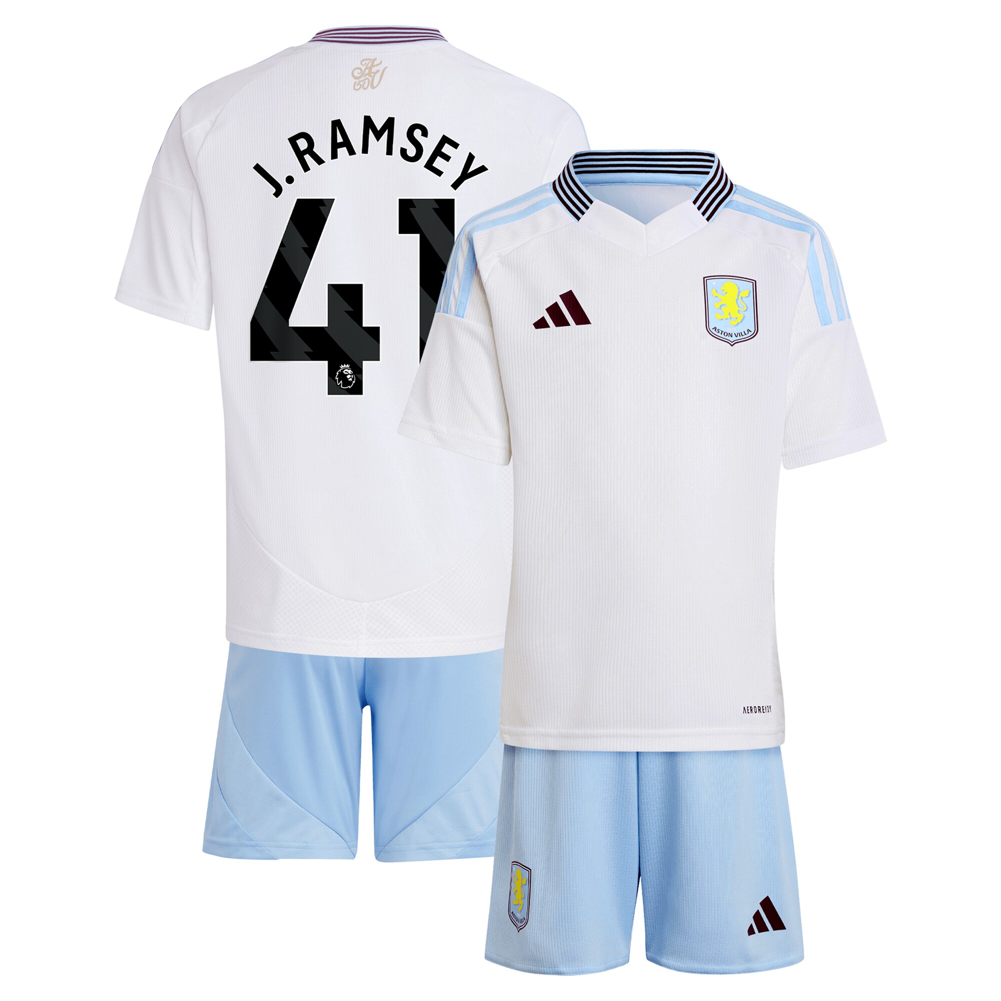 AVFC aston villa adidas away mini kit 2024-25 with j. ramsey 41 printing Collection | Official Aston Villa Kits and Apparel