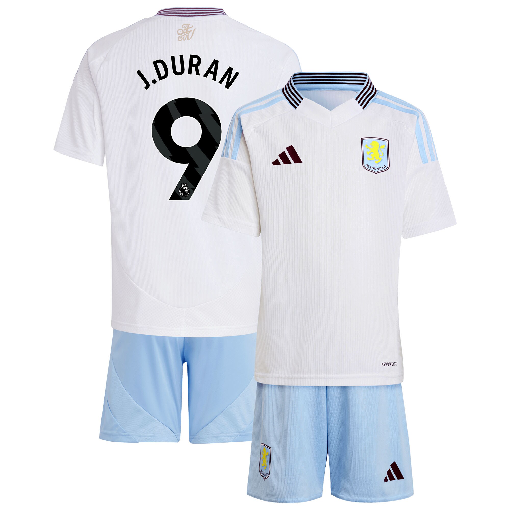 AVFC aston villa adidas away mini kit 2024-25 with j.duran 9 printing Collection | Official Aston Villa Kits and Apparel