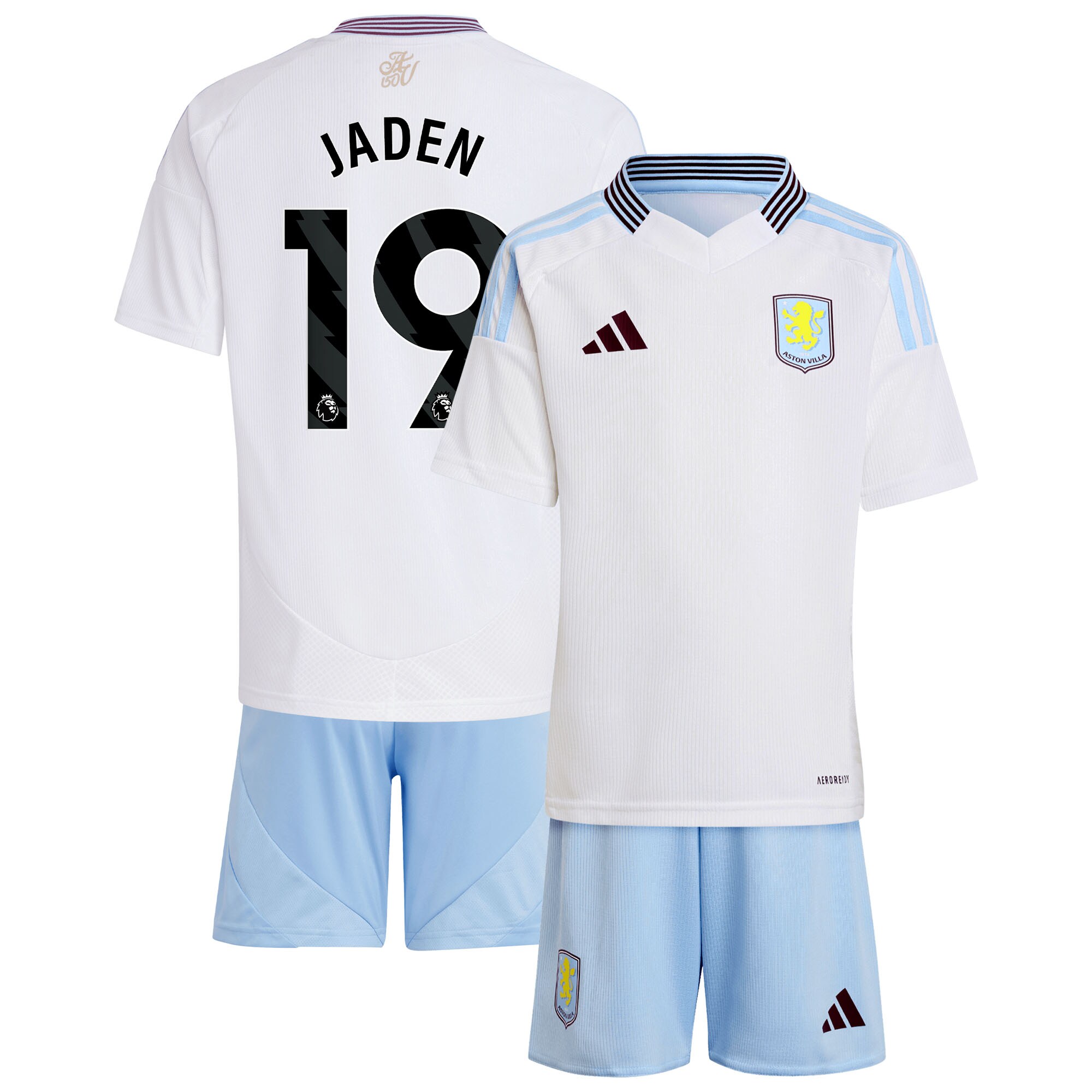 AVFC aston villa adidas away mini kit 2024-25 with jaden 19 printing Collection | Official Aston Villa Kits and Apparel