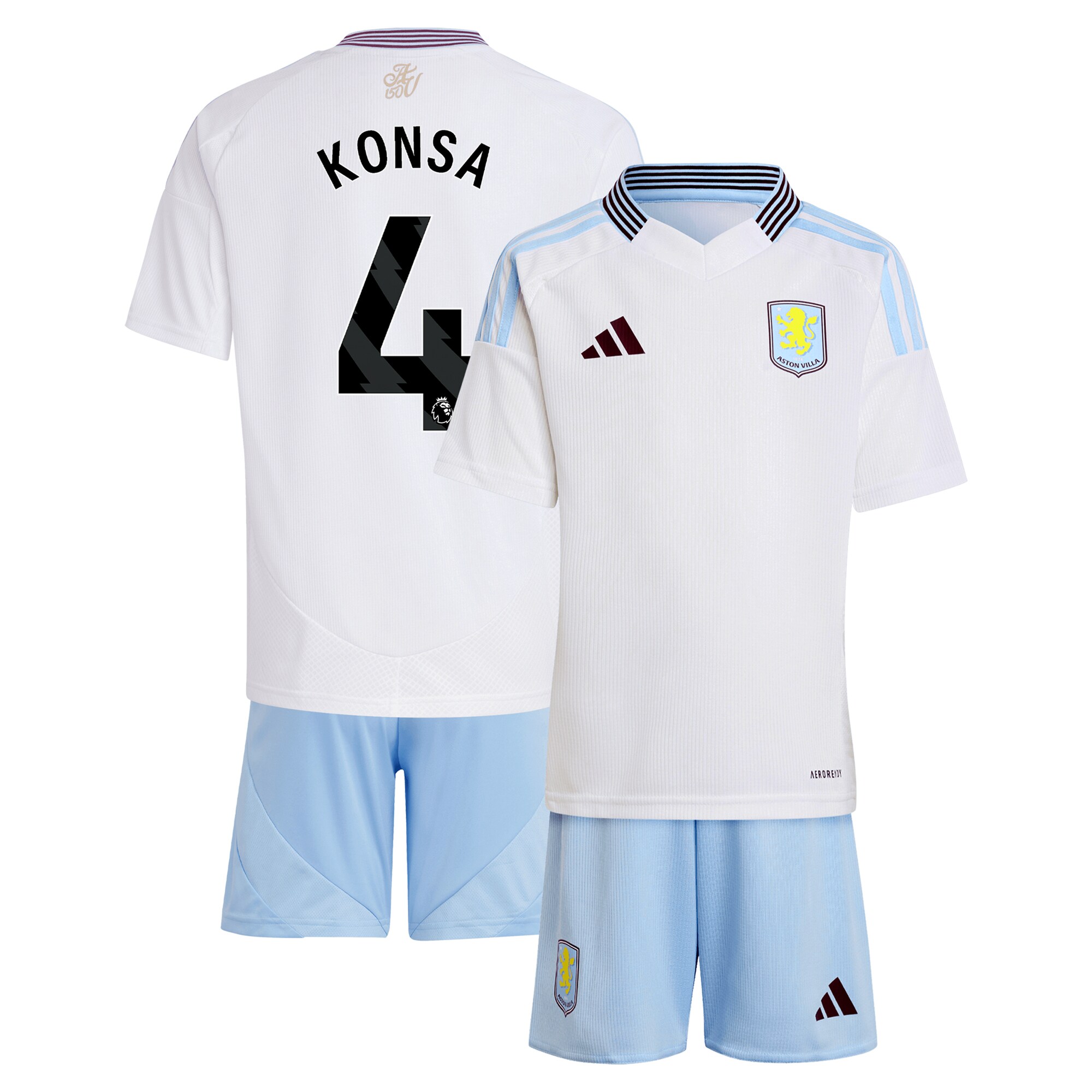 AVFC aston villa adidas away mini kit 2024-25 with konsa 4 printing Collection | Official Aston Villa Kits and Apparel