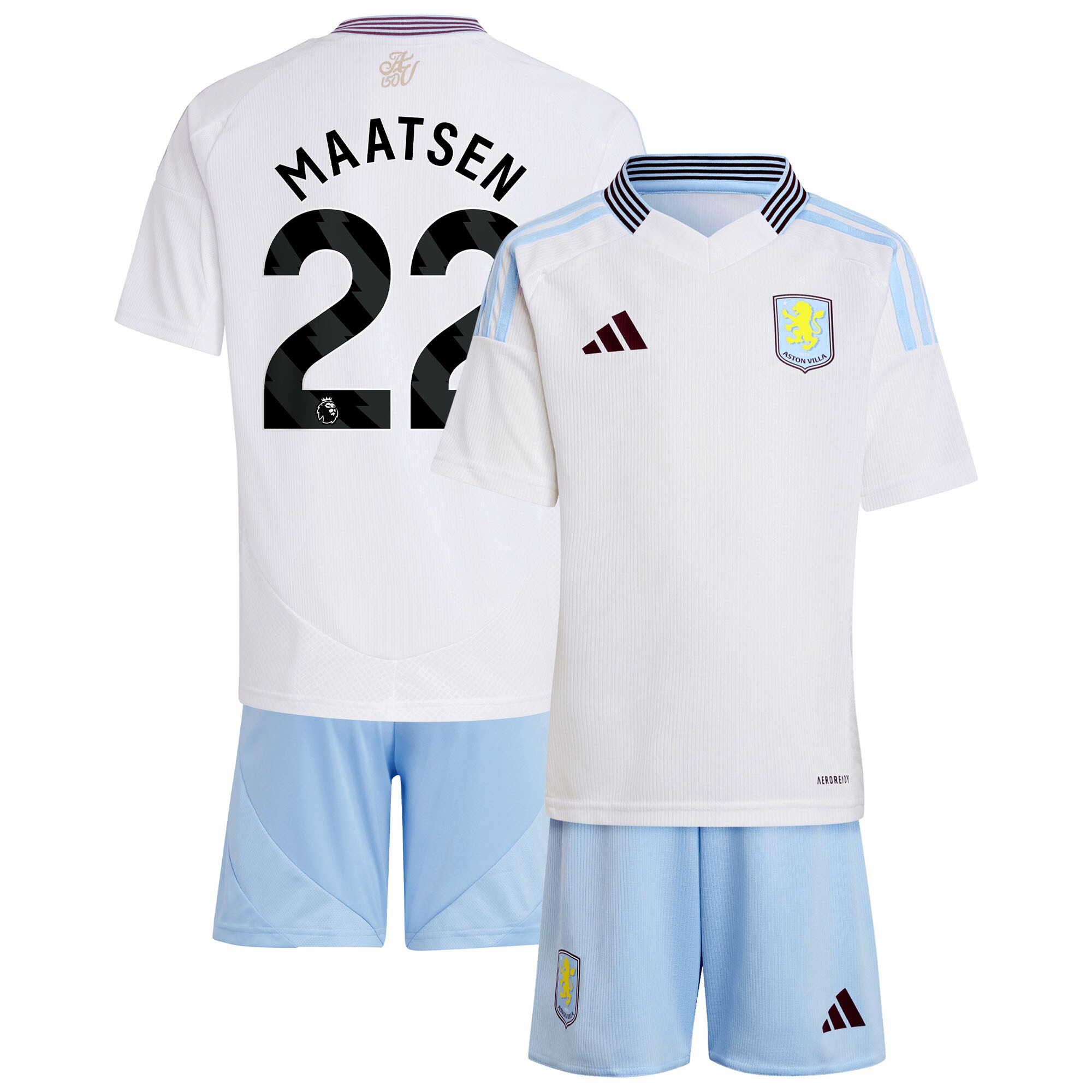 AVFC aston villa adidas away mini kit 2024-25 with maatsen 22 printing Collection | Official Aston Villa Kits and Apparel