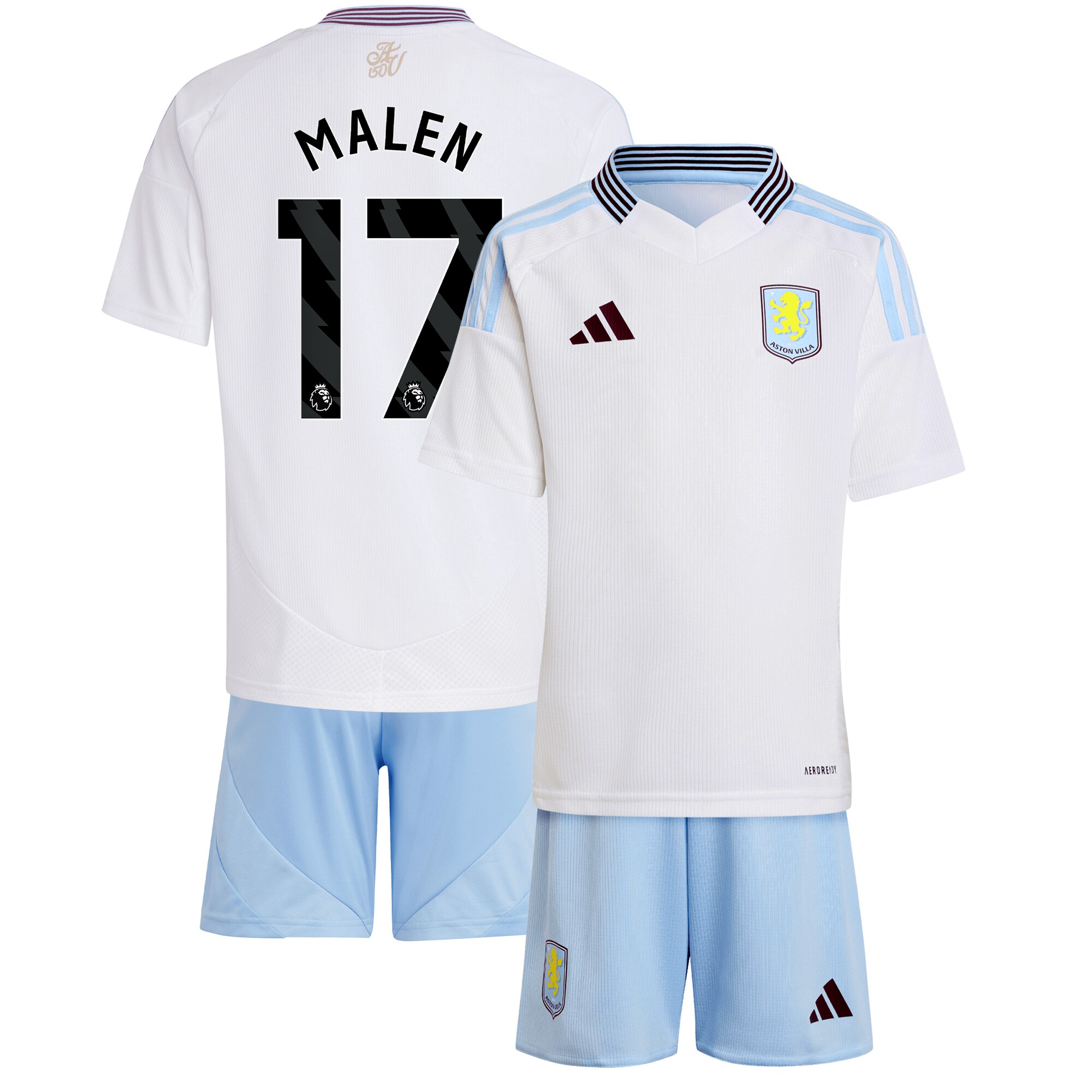 AVFC aston villa adidas away mini kit 2024-25 with malen 17 printing Collection | Official Aston Villa Kits and Apparel