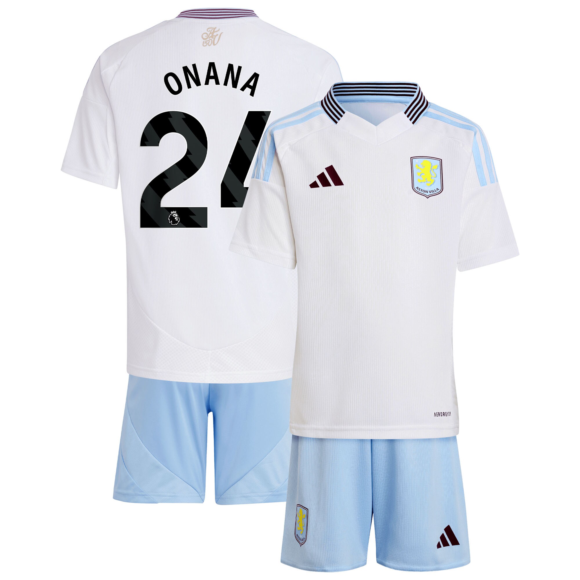 AVFC aston villa adidas away mini kit 2024-25 with onana 24 printing Collection | Official Aston Villa Kits and Apparel