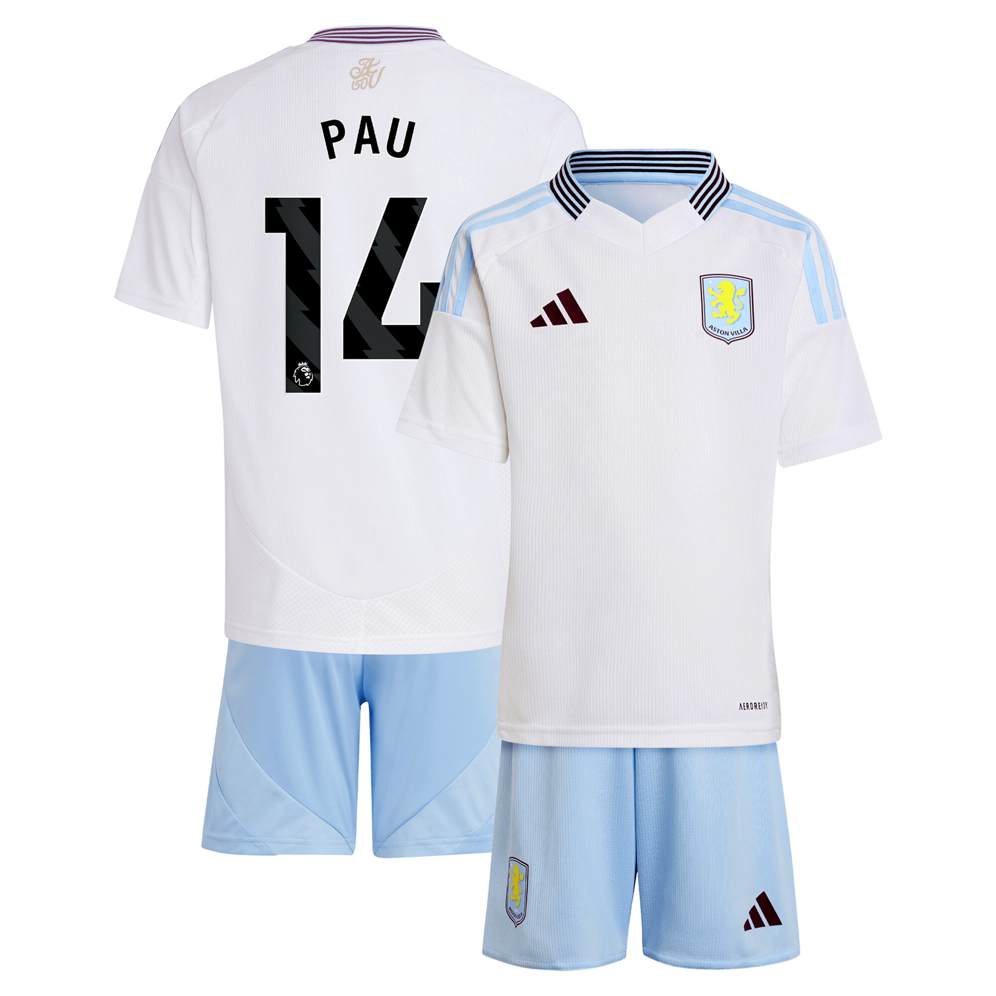 AVFC aston villa adidas away mini kit 2024-25 with pau 14 printing Collection | Official Aston Villa Kits and Apparel