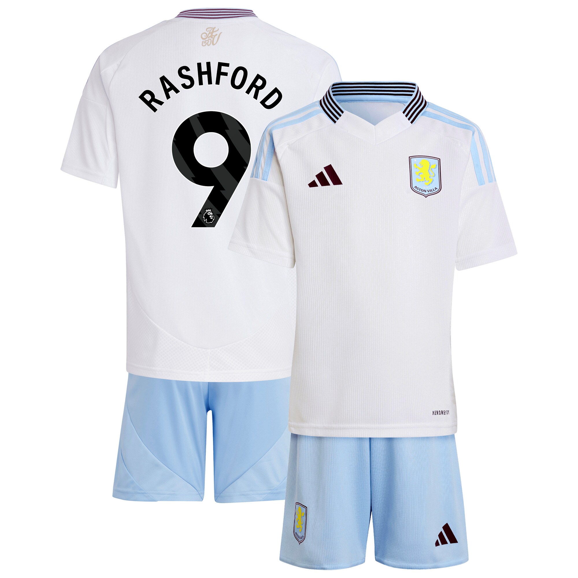AVFC aston villa adidas away mini kit 2024-25 with rashford 9 printing Collection | Official Aston Villa Kits and Apparel